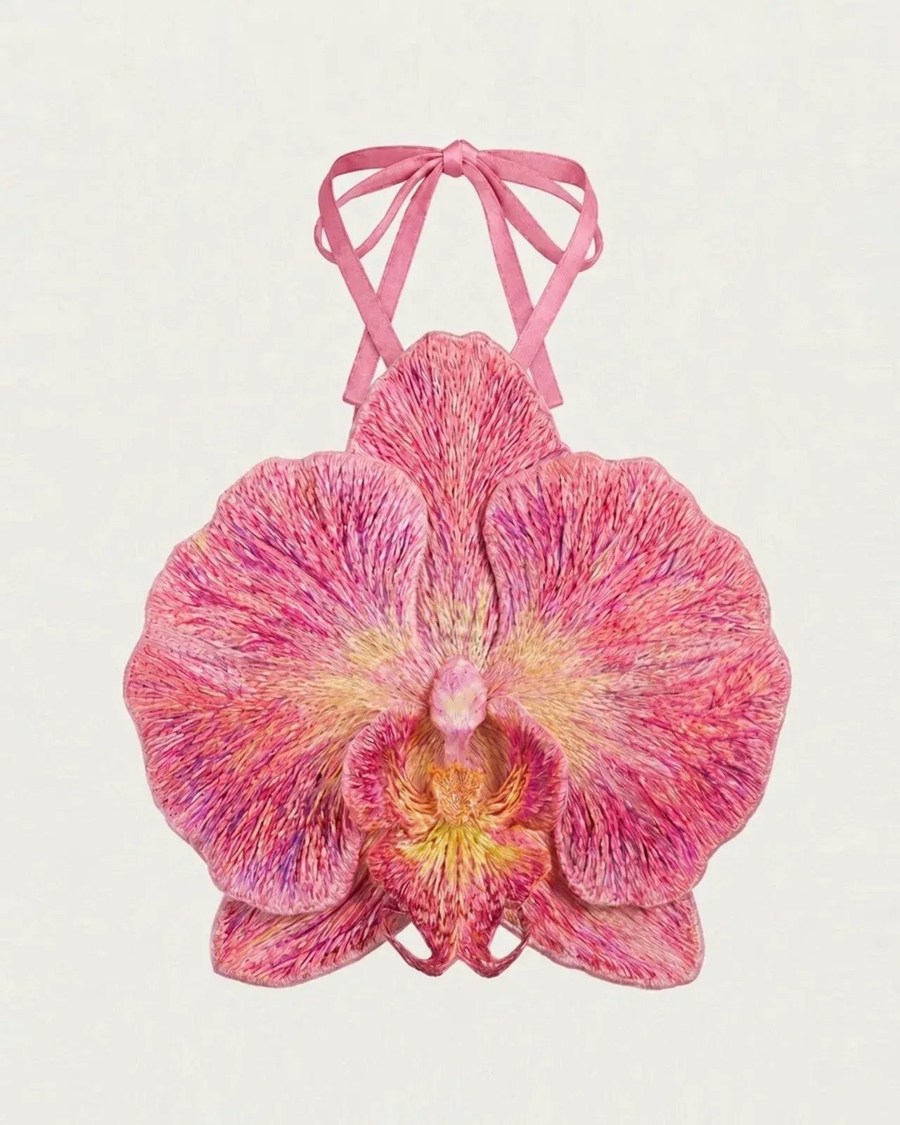 3D Orchid Halter Crop Top - Pink
