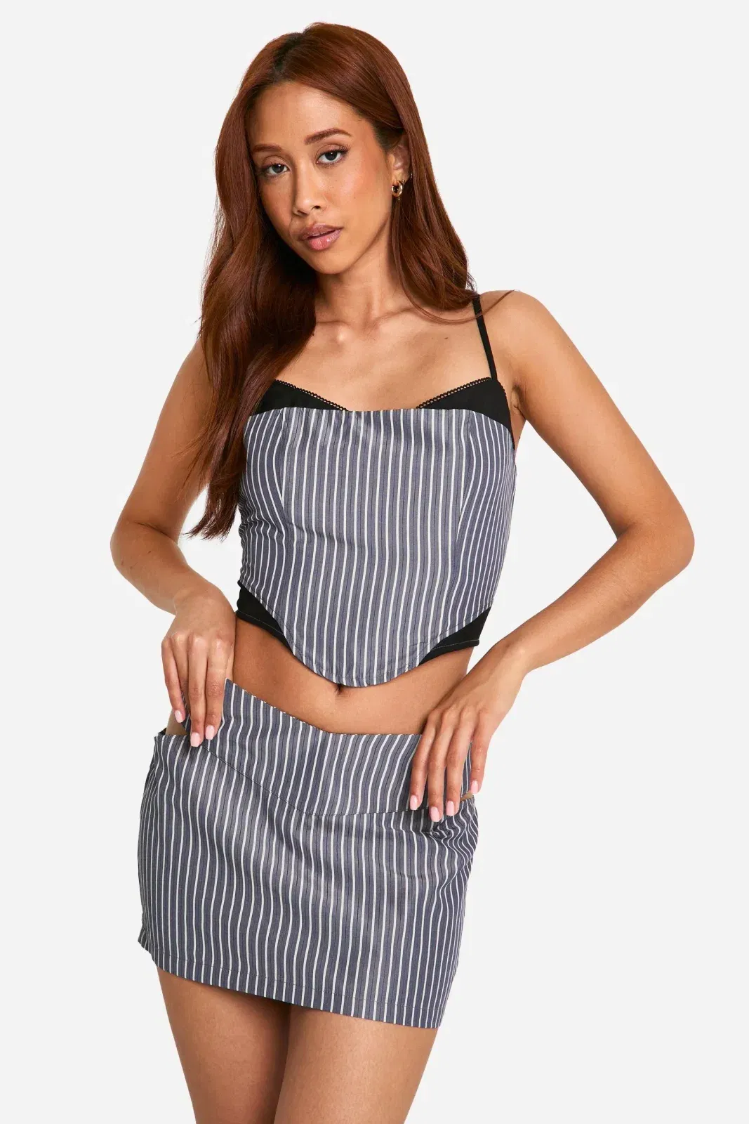 Pinstripe Layered Cami Corset Top