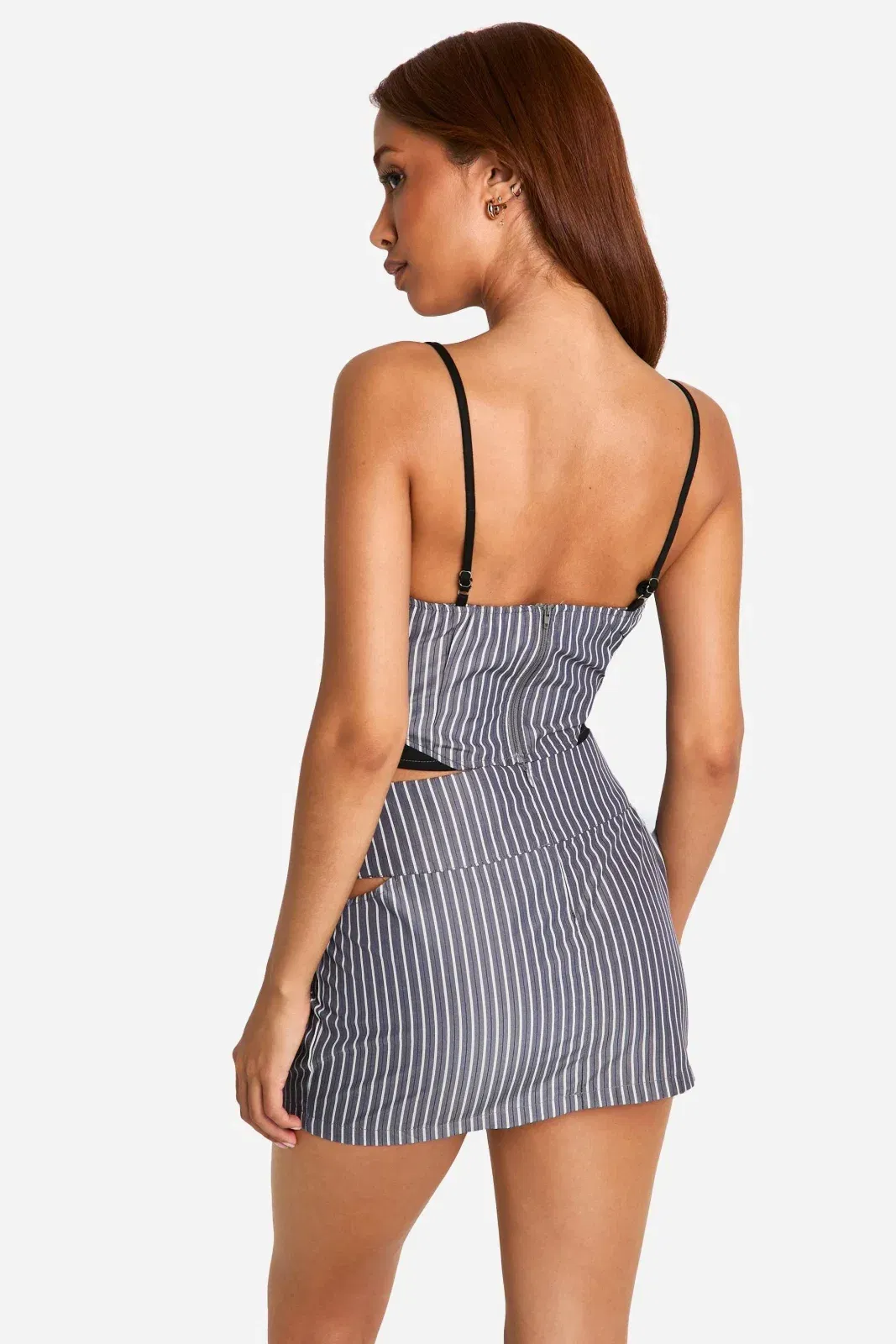 Pinstripe Layered Cami Corset Top