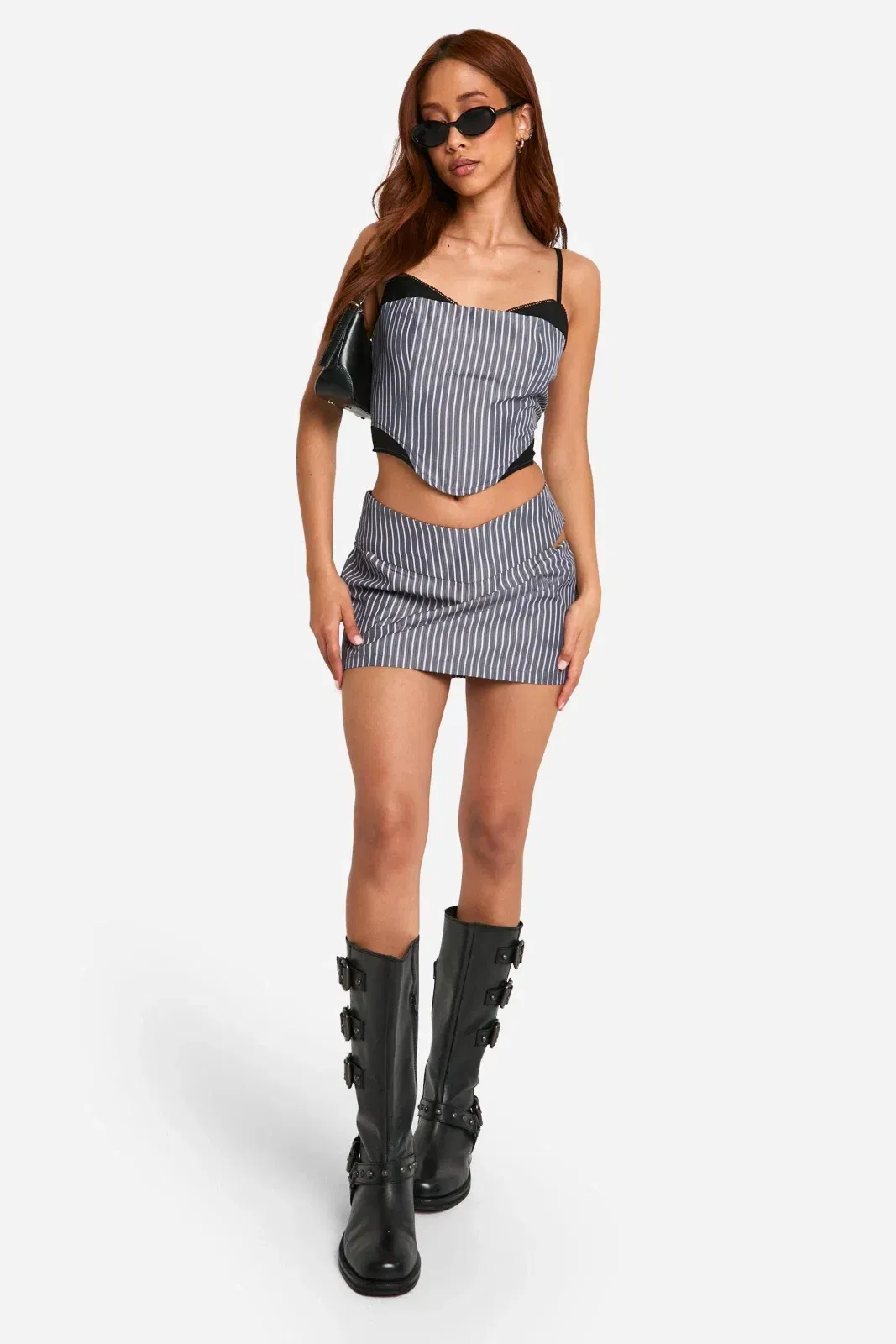 Pinstripe Layered Cami Corset Top