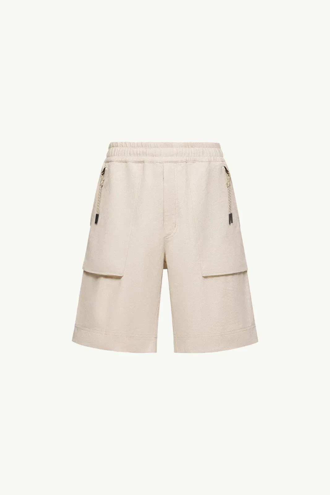 Moncler Cotton & Linen Blend Shorts Grey Beige Grey Beige