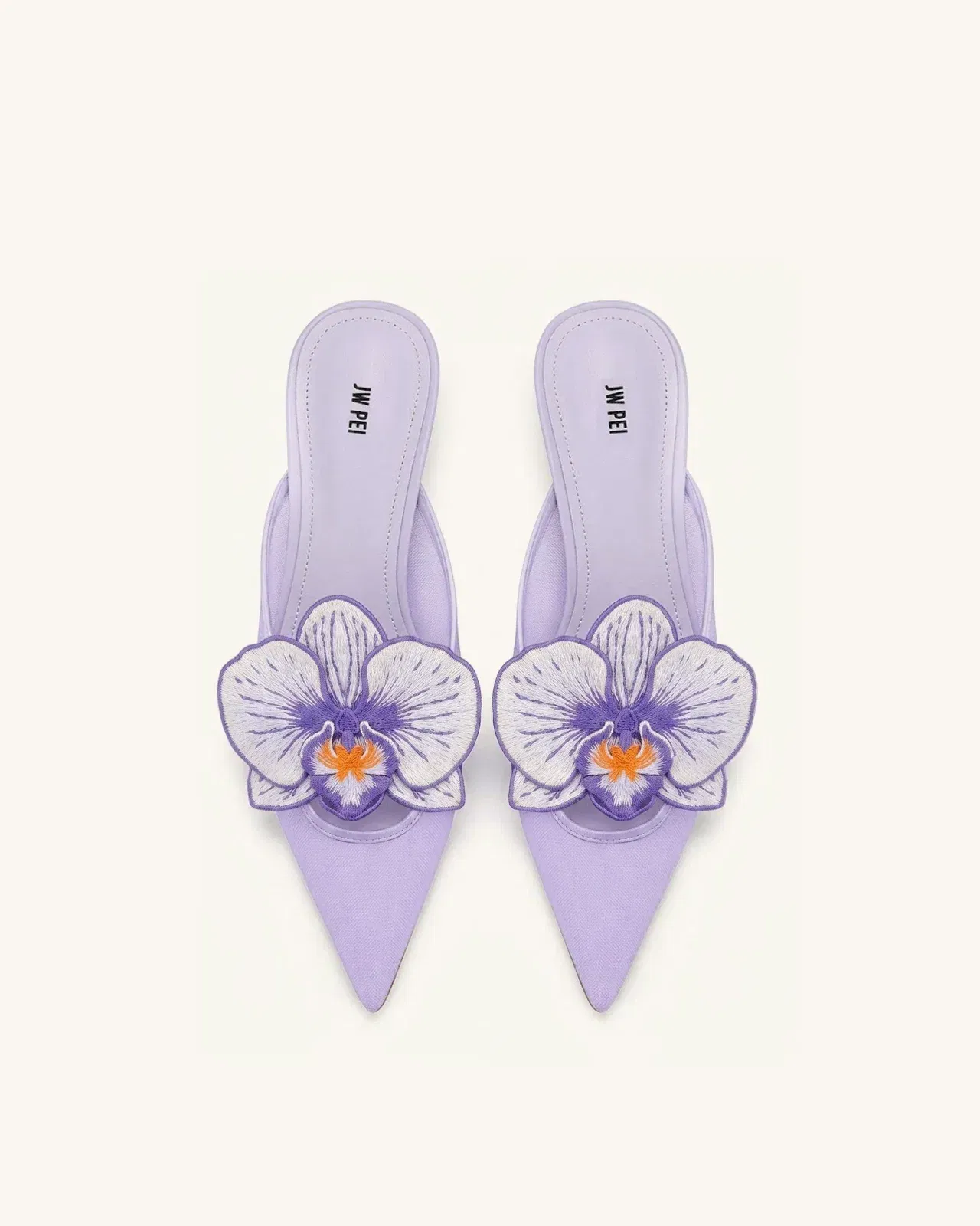 Helena Embroidery Decoration Pierced Mules - Pink