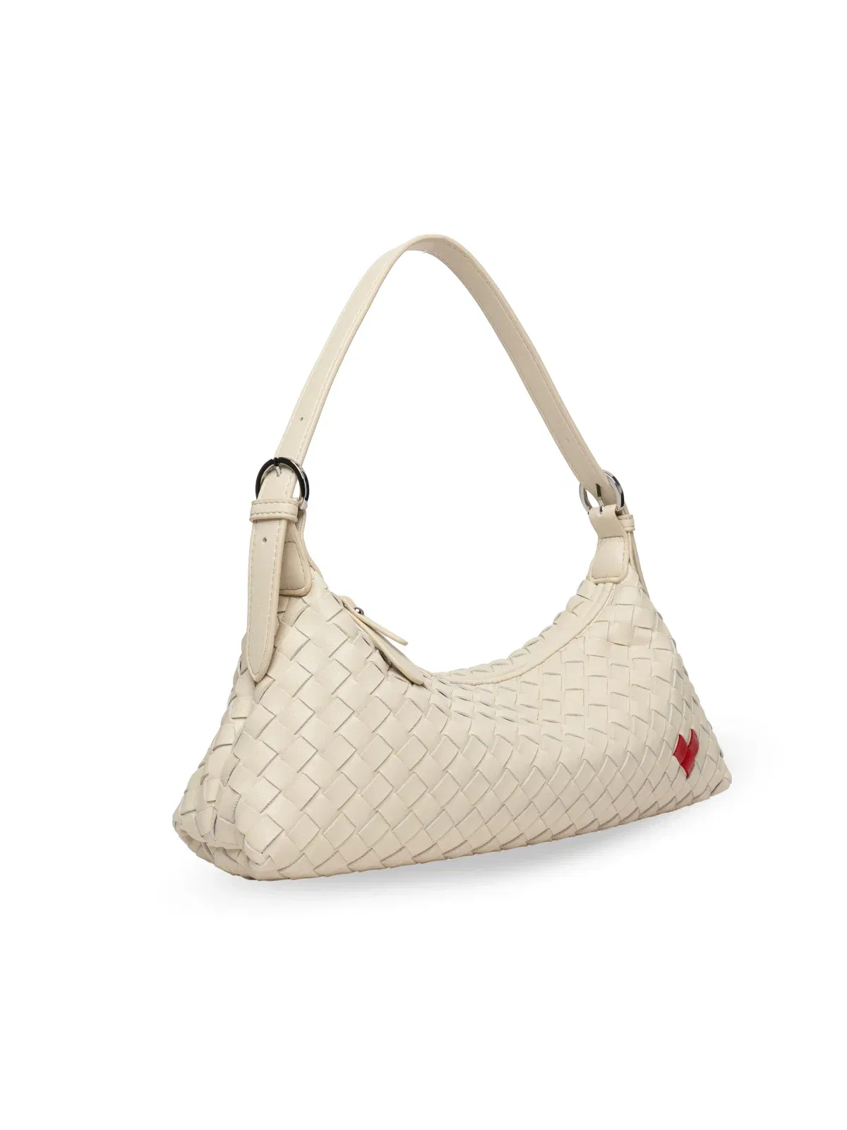 Tissa- Ladies Woven Handbag , Faux Leather | Ivory