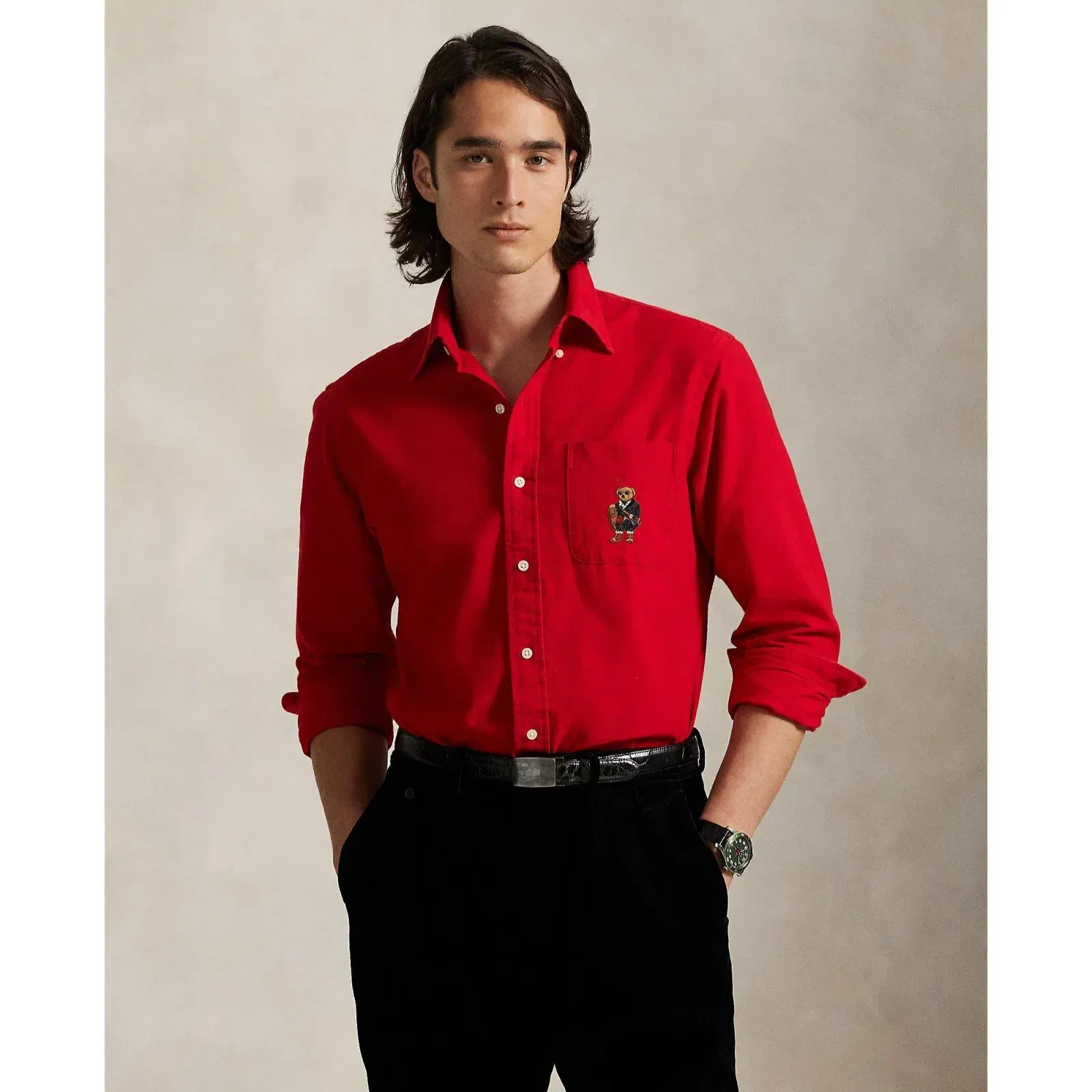 Brushed Oxford Long Sleeve Plain Shirt