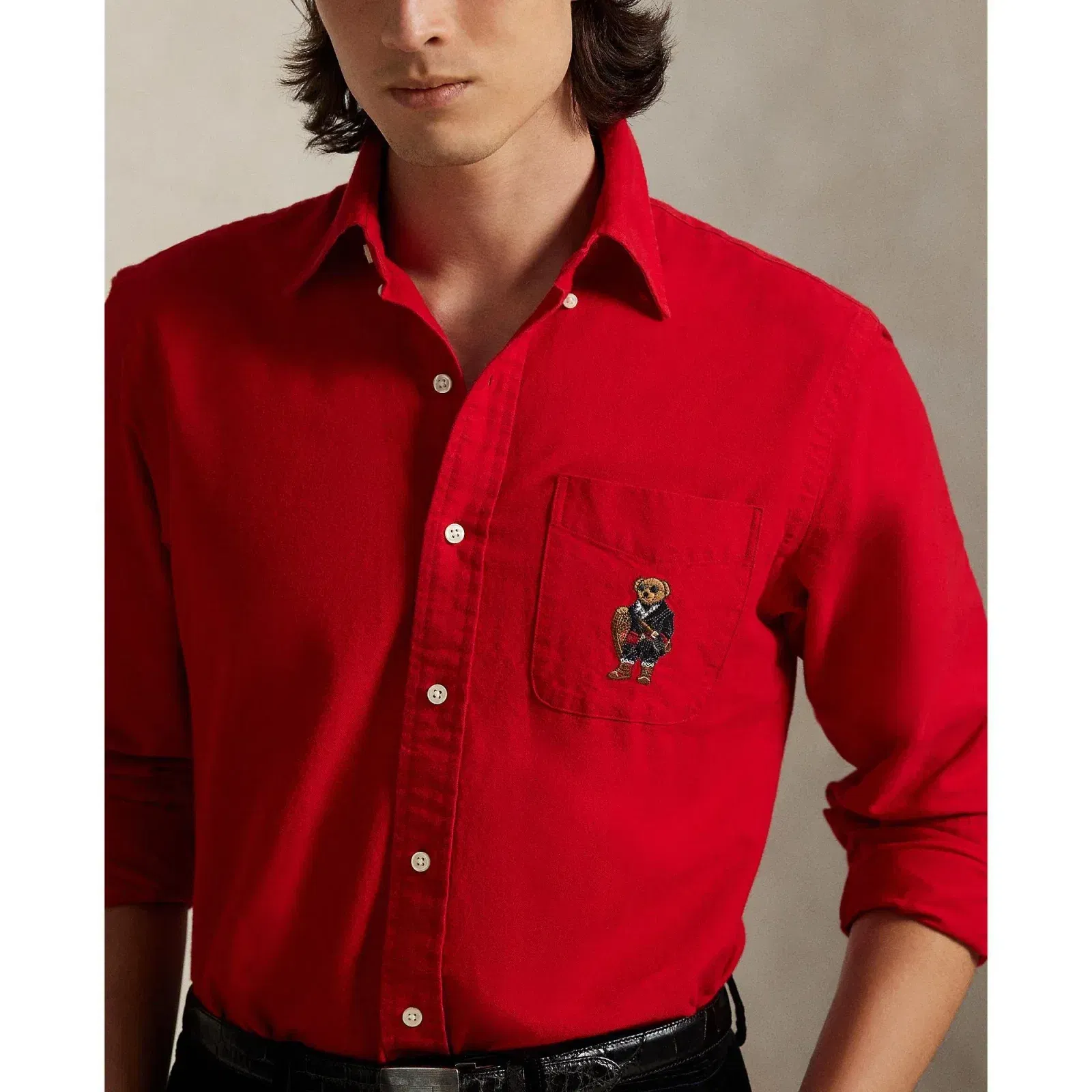 Brushed Oxford Long Sleeve Plain Shirt