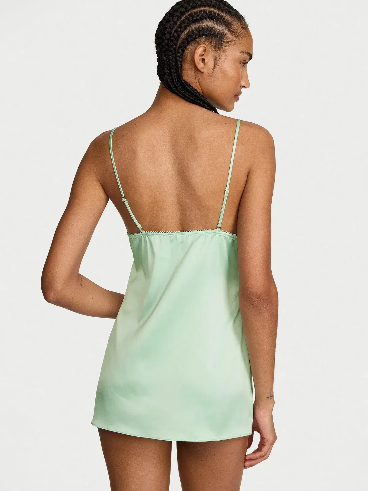 Tease Satin Lace-Trim Mini Slip Dress