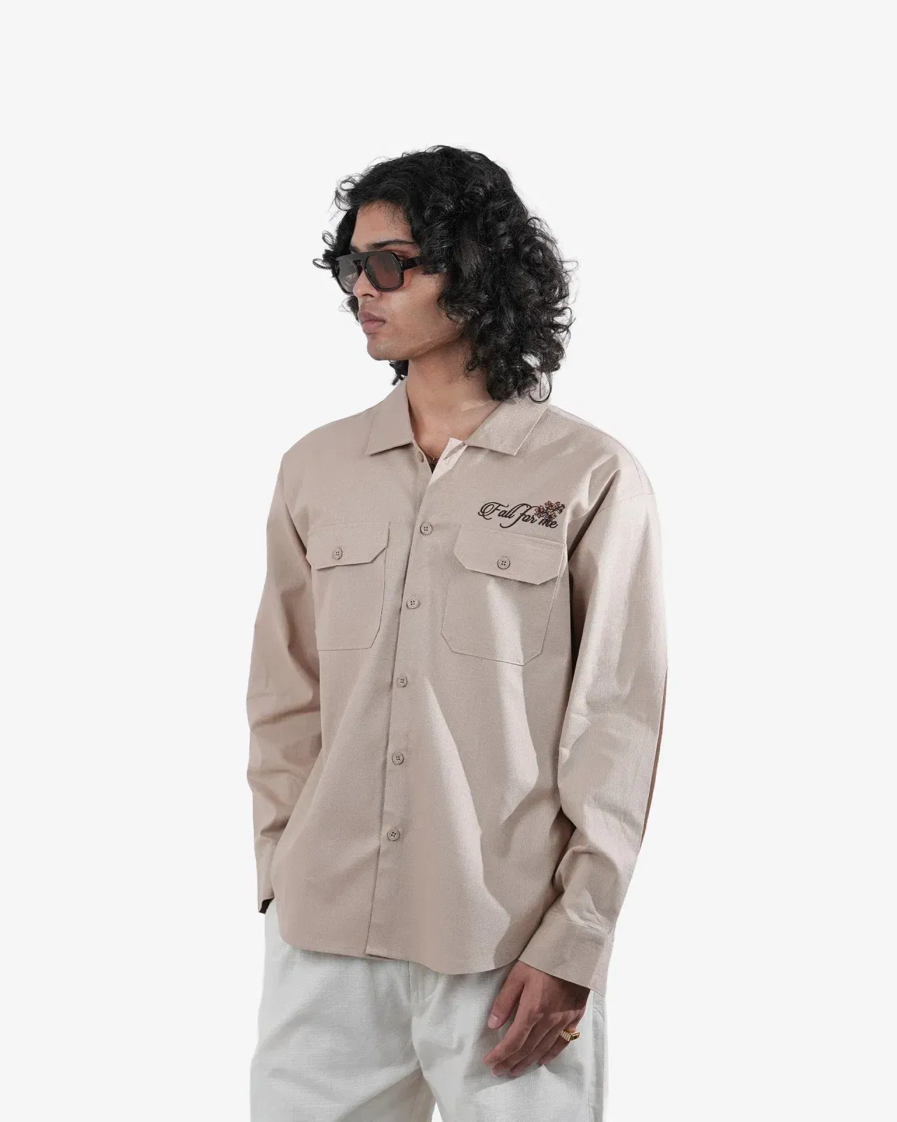 Fall For Me - Beige Oversized Linen Shirt