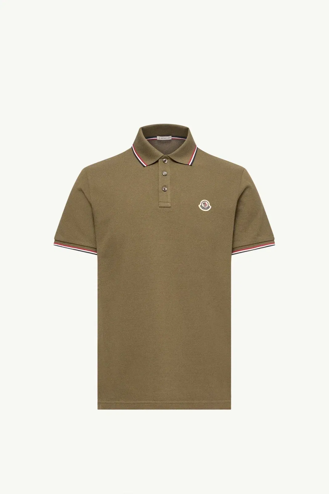 Moncler Tricolor-Trimmed Cotton Piquet Polo Shirt Olive Green Olive Green
