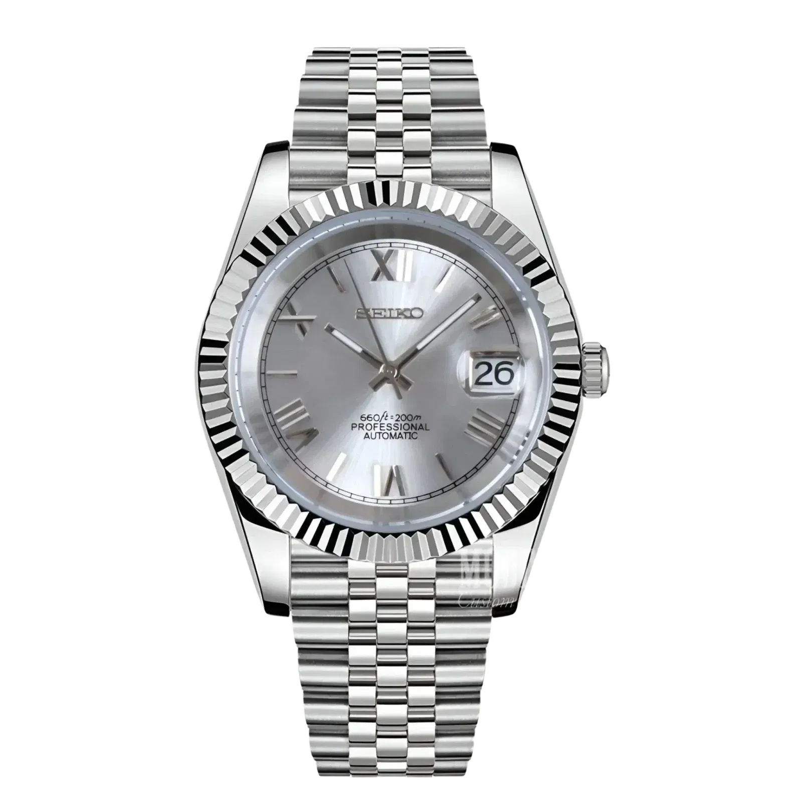 Seiko Mod Datejust Roman Silver
