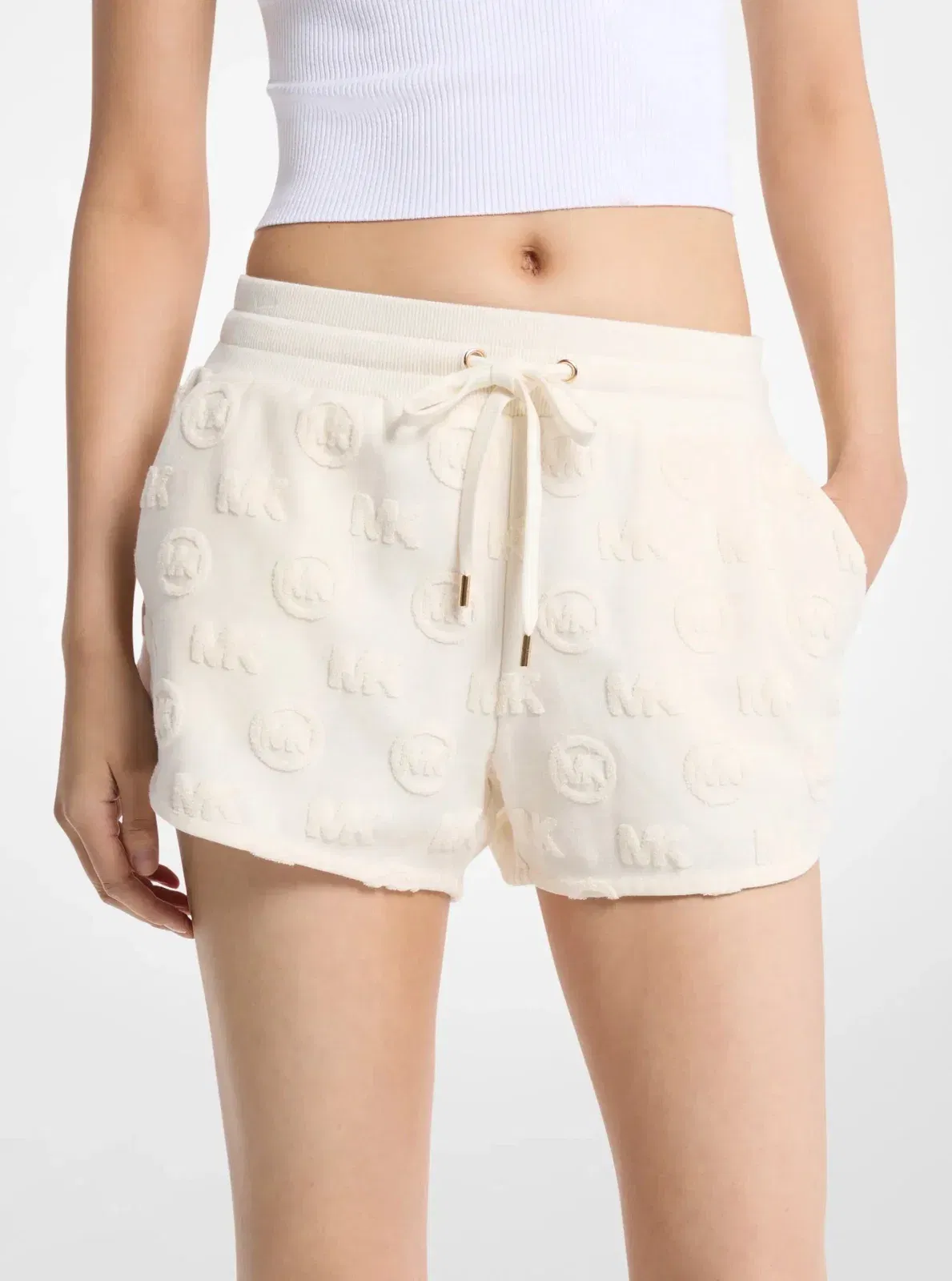 Michael Kors Logo Jacquard Terry Shorts BONE