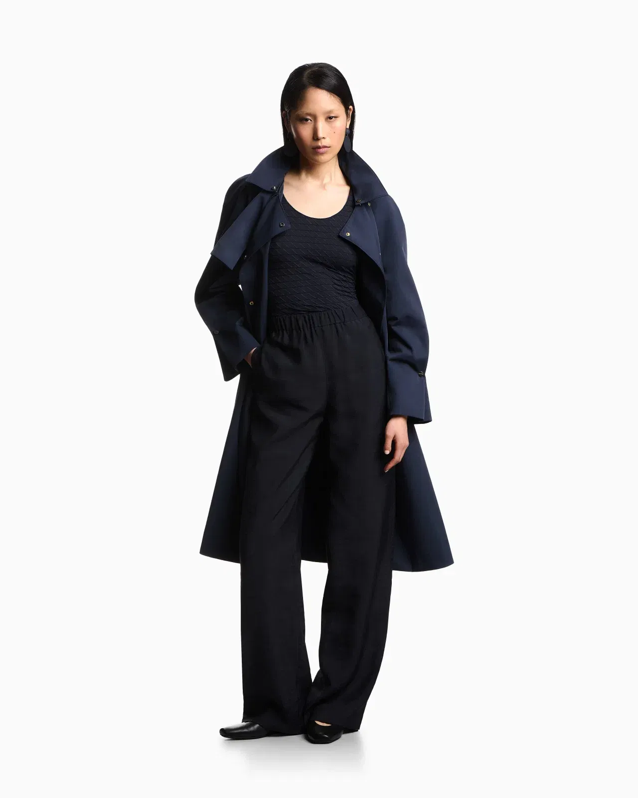 Emporio Armani Stretch nylon jersey jumper with jacquard motif