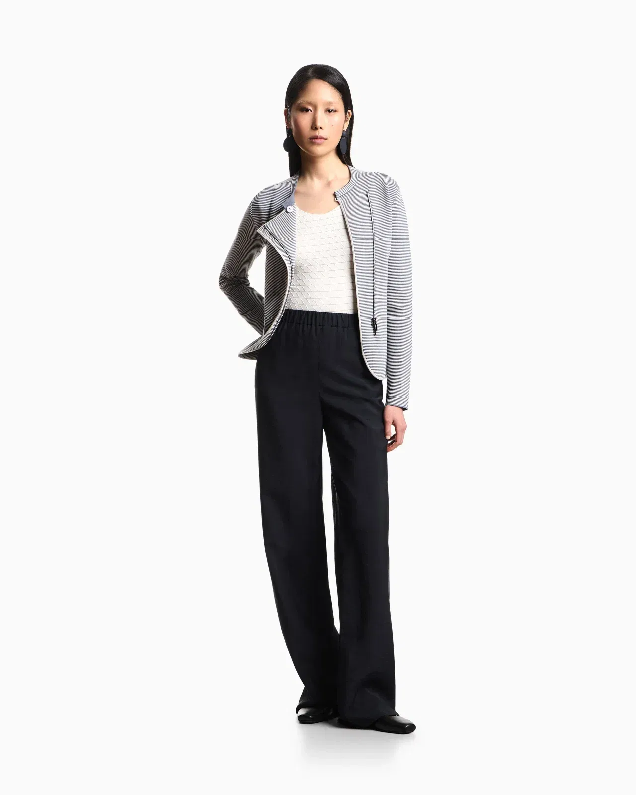 Emporio Armani Stretch nylon jersey jumper with jacquard motif
