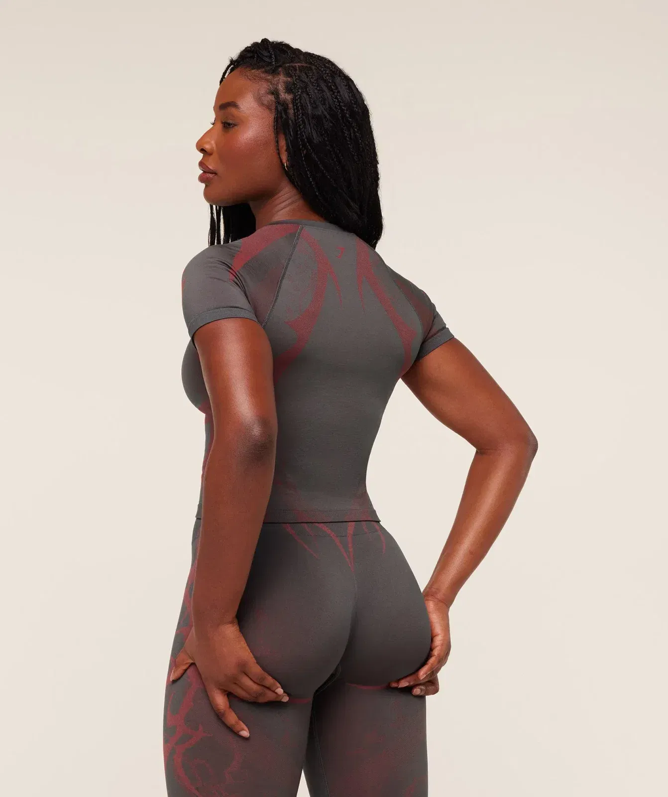 Gymshark Storm Seamless Short Sleeve Top - GS Dark Grey/GS Zesty Red