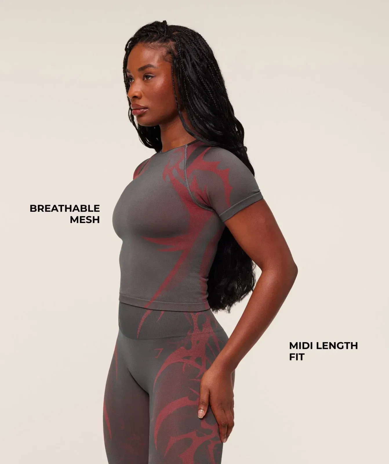 Gymshark Storm Seamless Short Sleeve Top - GS Dark Grey/GS Zesty Red
