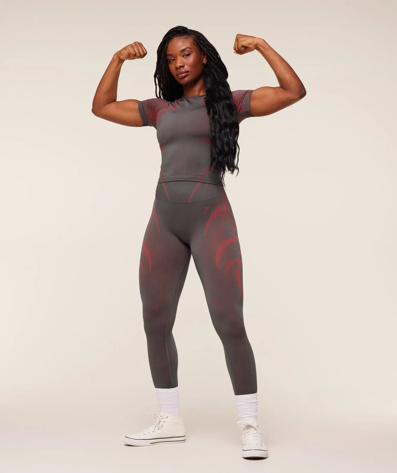 Gymshark Storm Seamless Short Sleeve Top - GS Dark Grey/GS Zesty Red