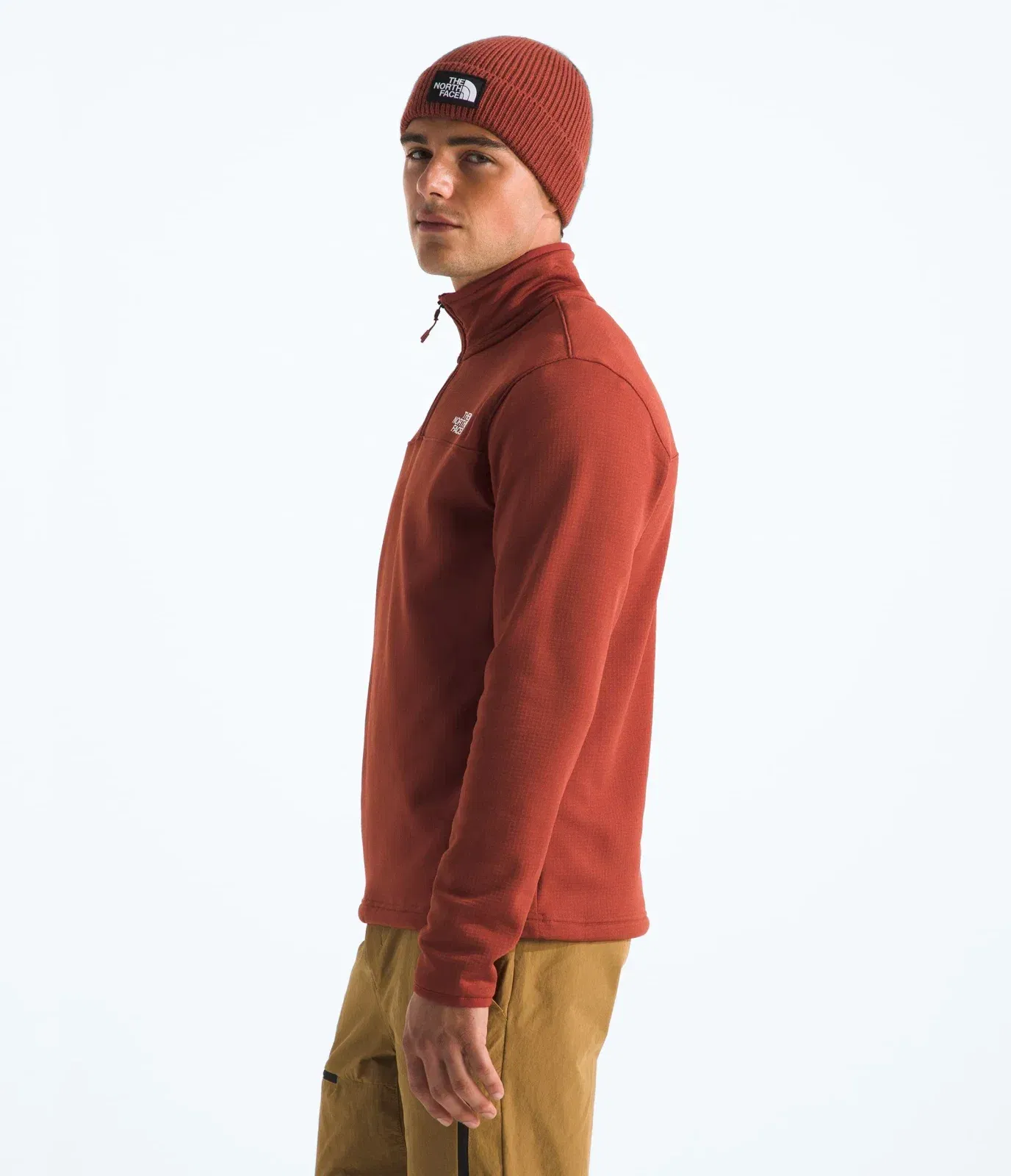 The North Face Men’s Cedar Trail Grid Fleece ¼-Zip Iron Clay