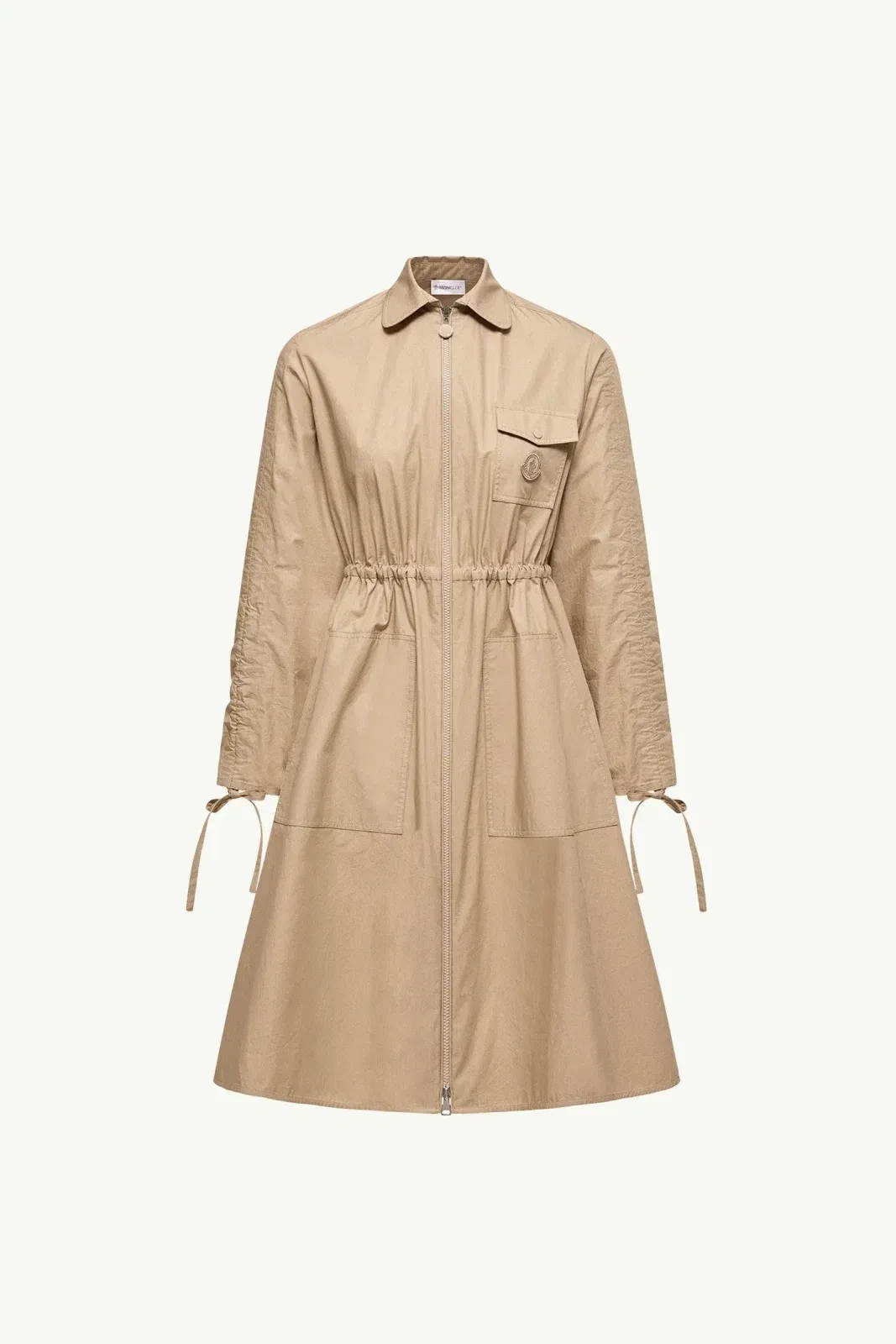 Moncler Cotton Poplin Shirt Dress Beige Beige