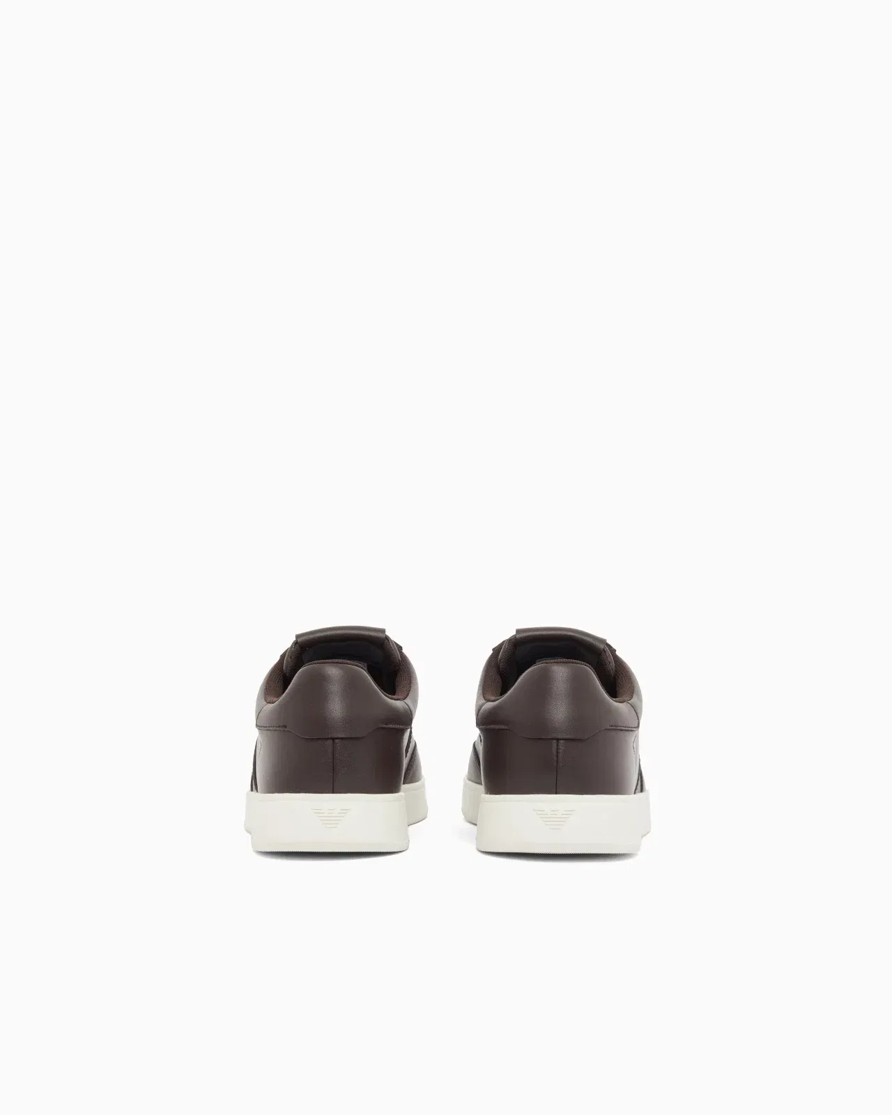 Emporio Armani Leather Sneakers With Eagle Plate Brown