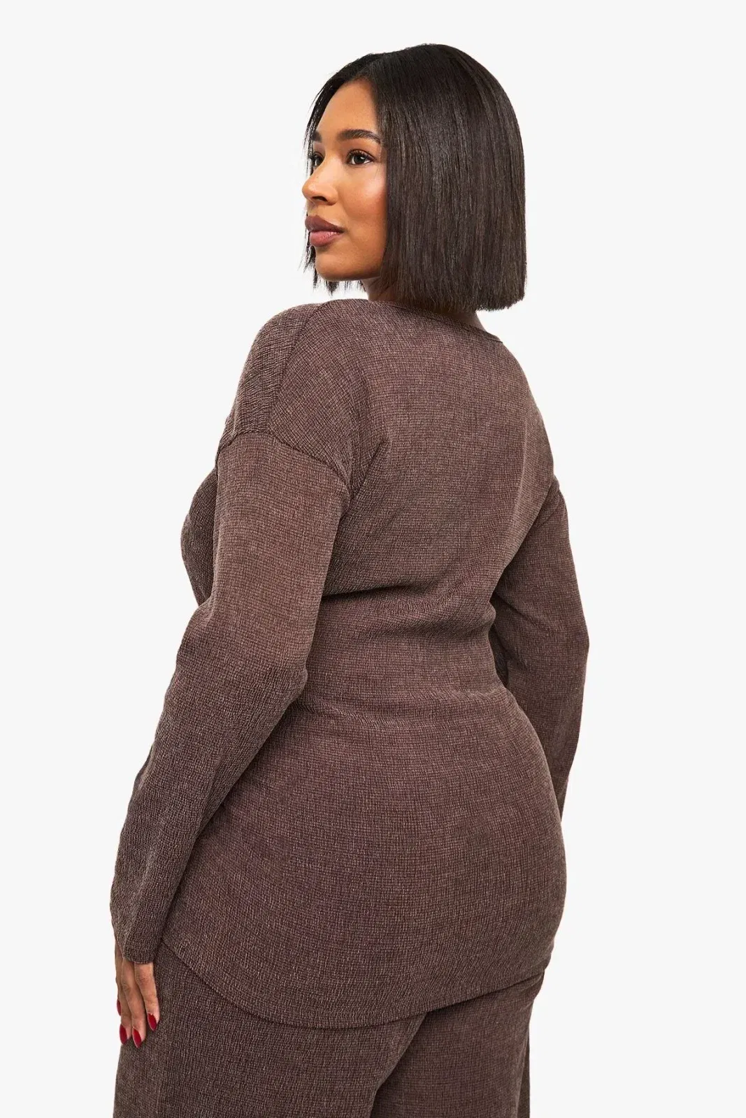 Plus Long Sleeve Wrap Top