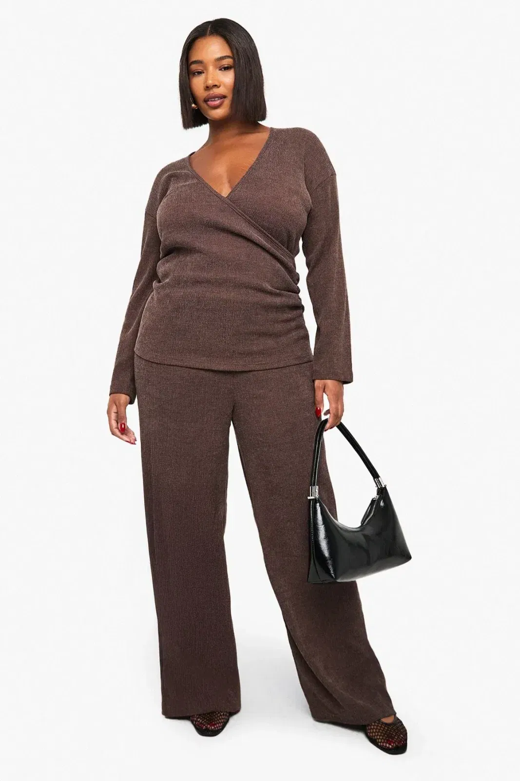 Plus Long Sleeve Wrap Top