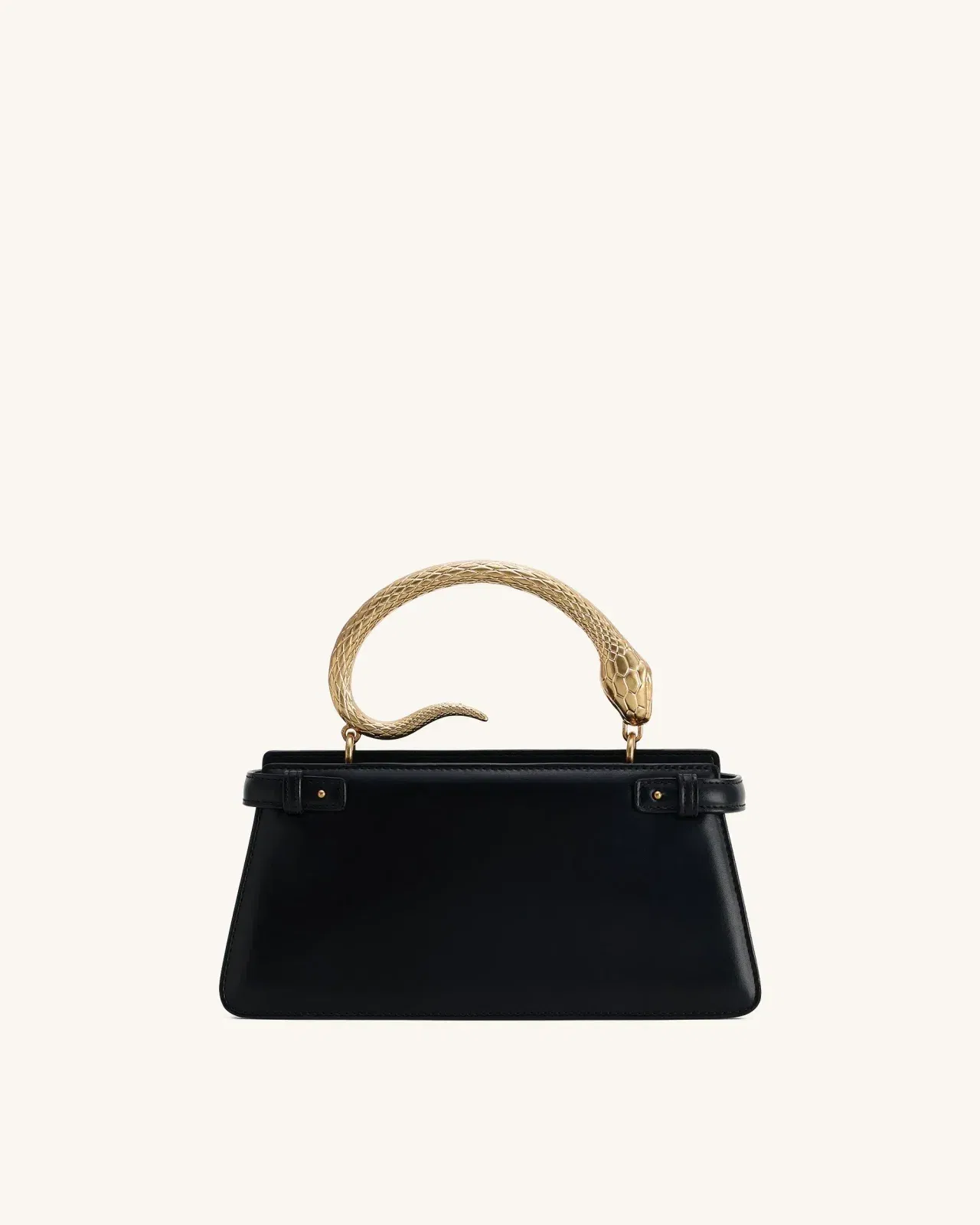 Elena Snake Handle Top Handle Bag - Black