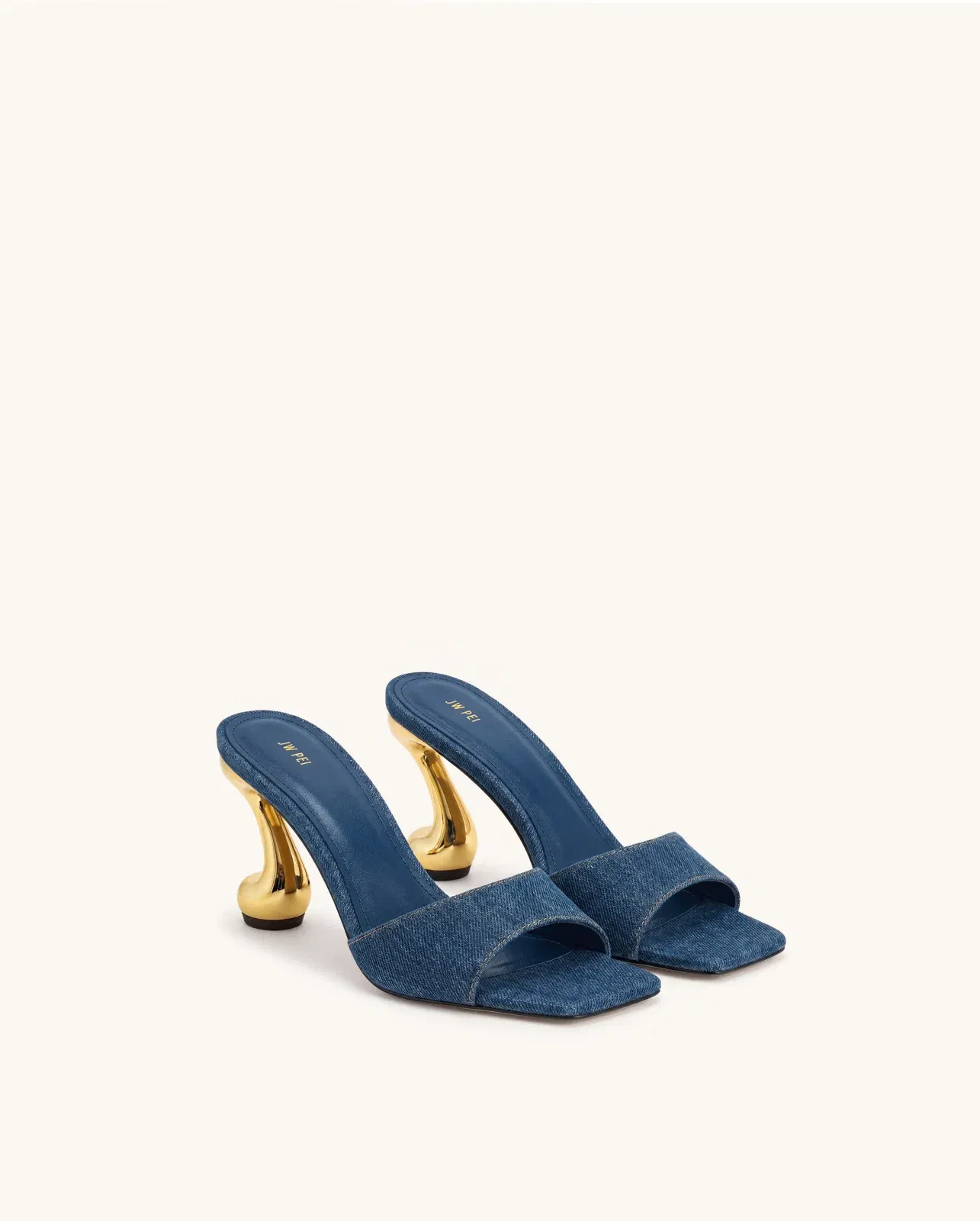 Hannah Denim Mule Heels - Denim Blue