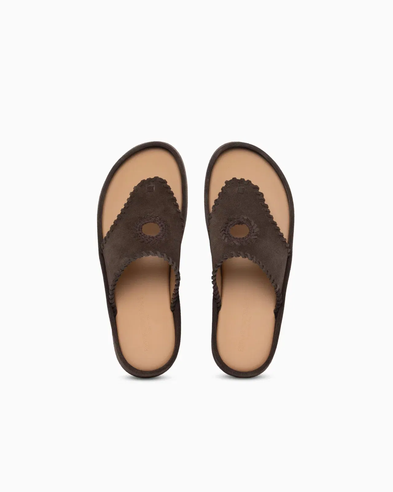 Emporio Armani Velour Suede Flip-Flop Sandals Brown