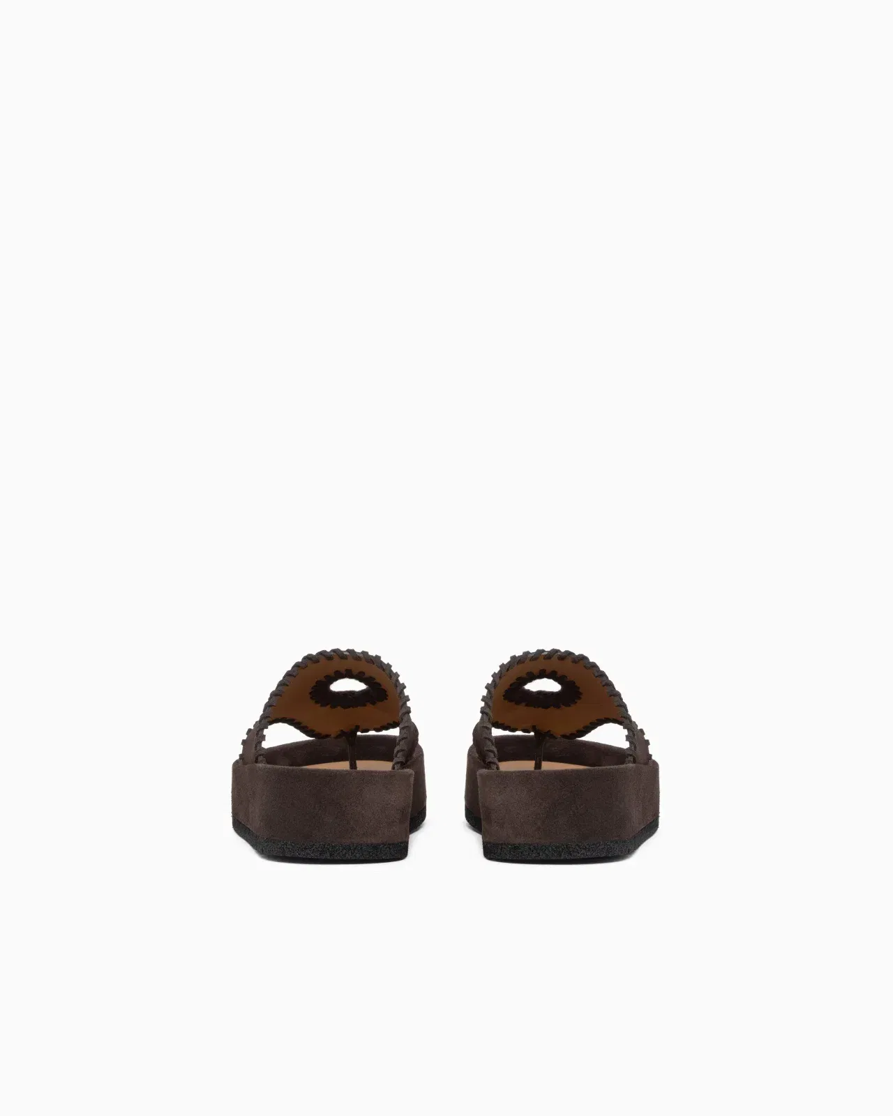 Emporio Armani Velour Suede Flip-Flop Sandals Brown