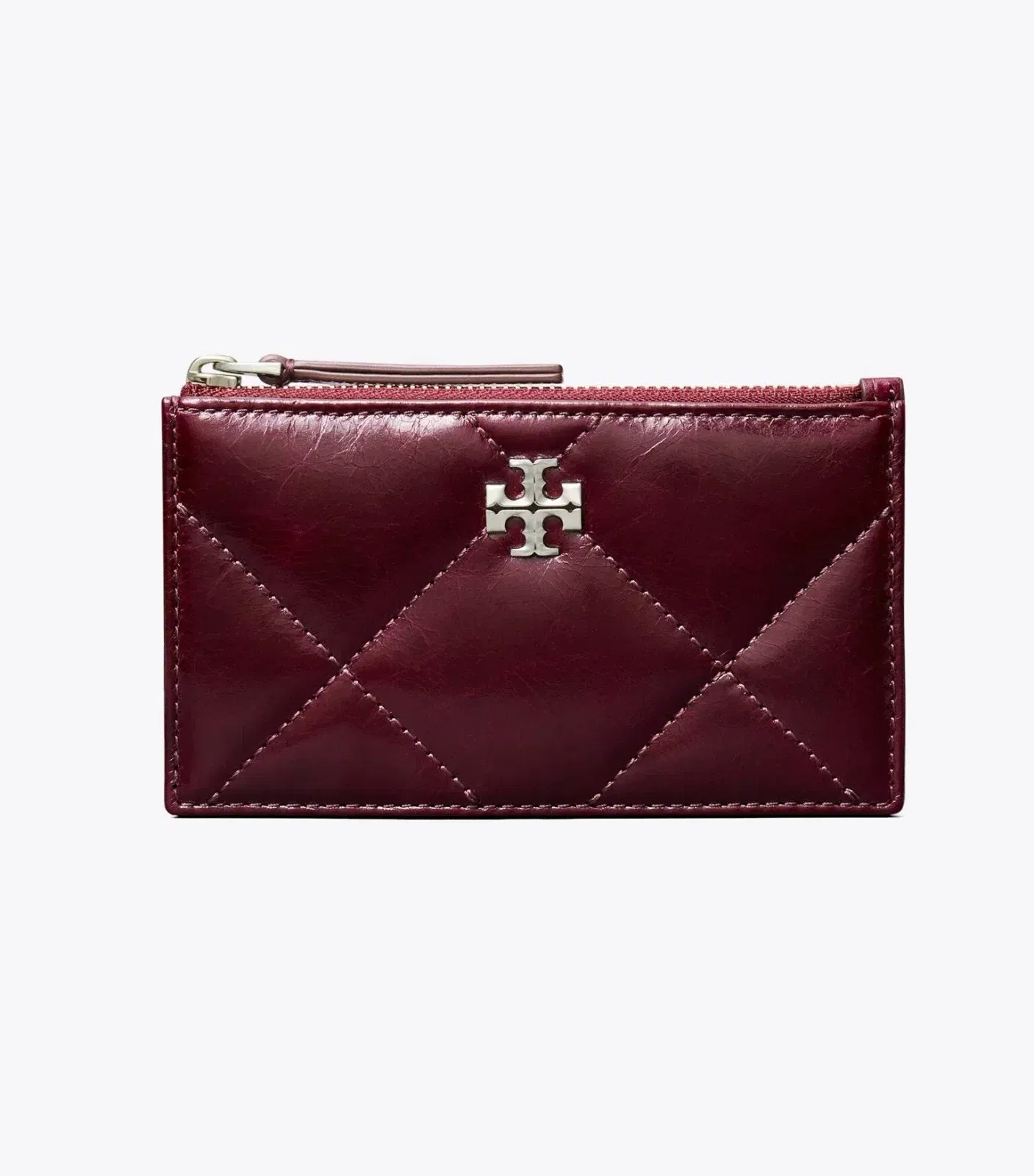 Kira Diamond Quilt Distressed Zip Card Case
