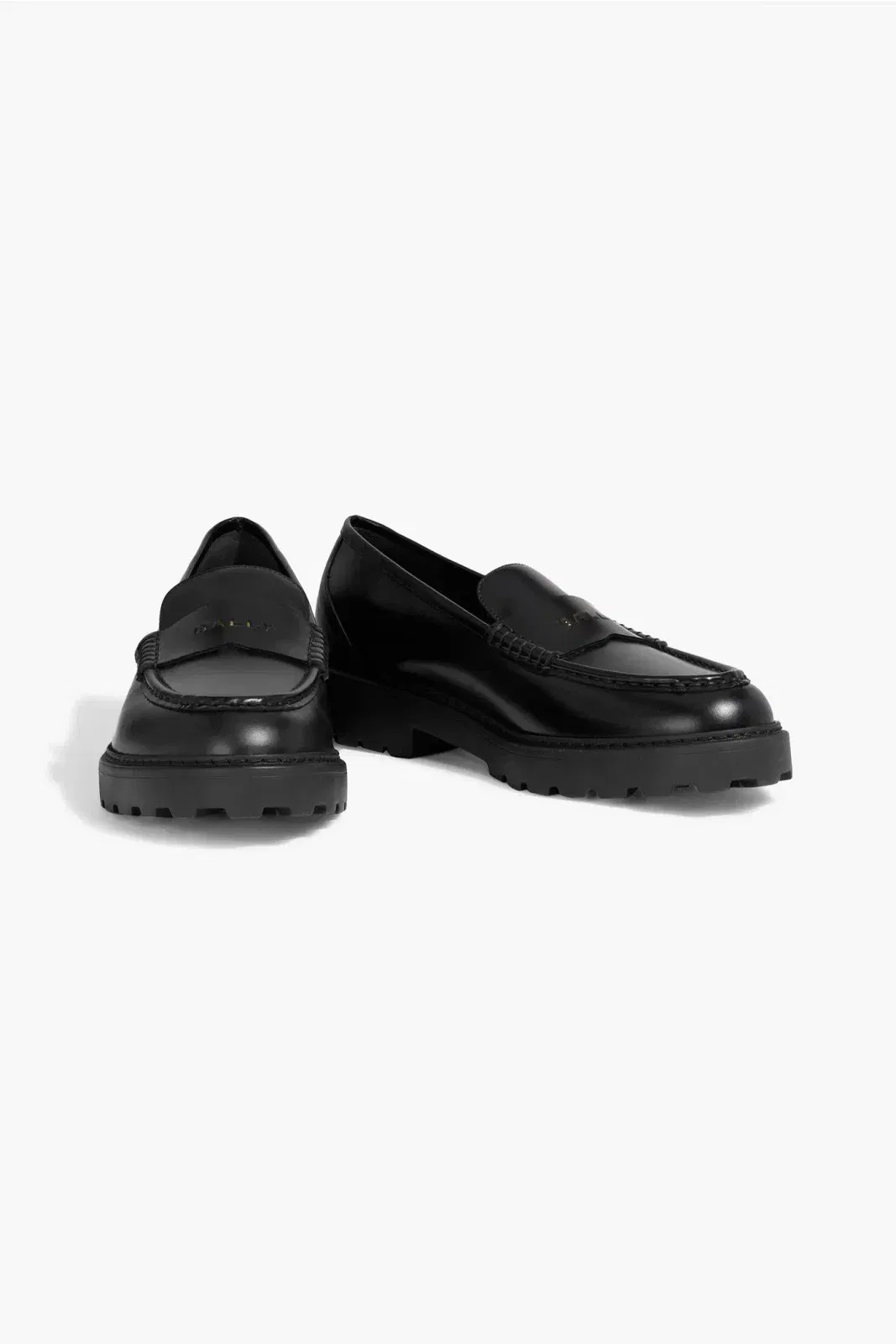 Bally Laely Laser-Cut Leather Loafers Black Women's