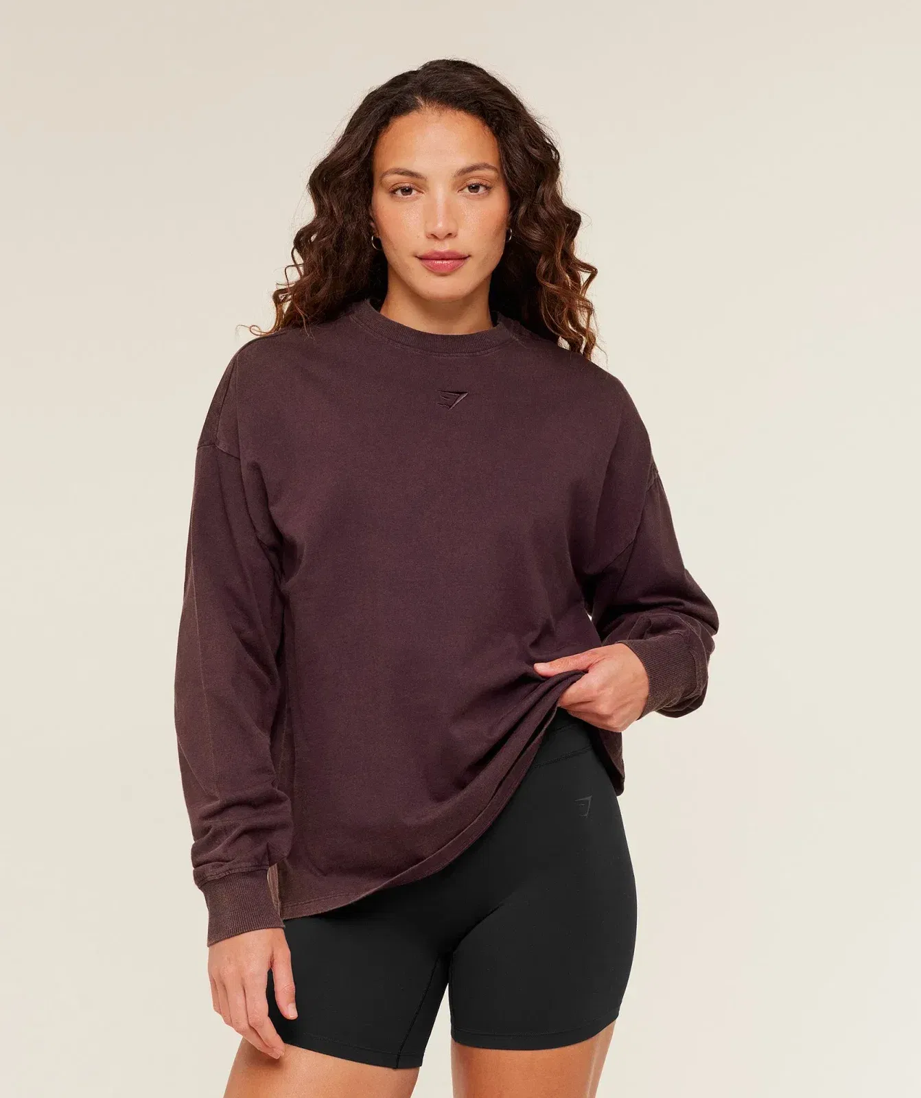Gymshark Power Washed Long Sleeve Top - Cherry Purple/Acid Wash