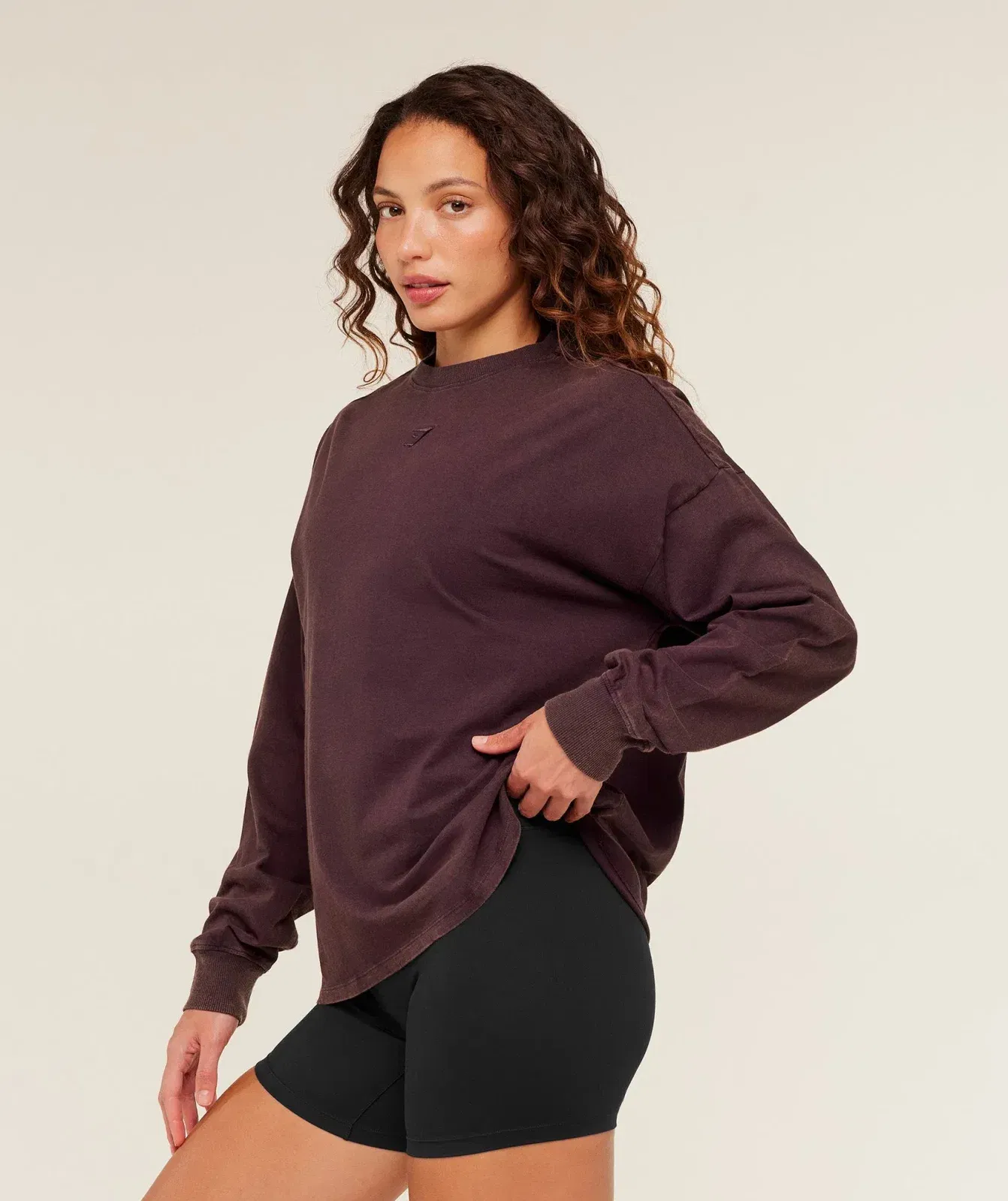 Gymshark Power Washed Long Sleeve Top - Cherry Purple/Acid Wash