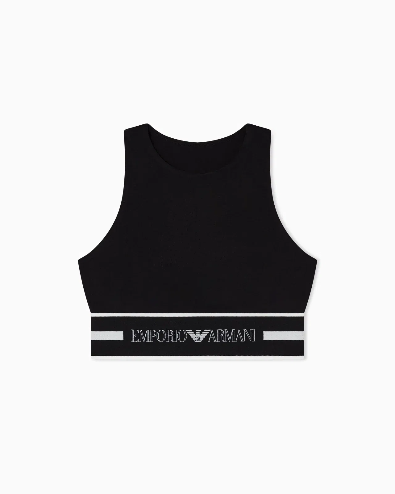 Emporio Armani organic jersey crop top with logo band