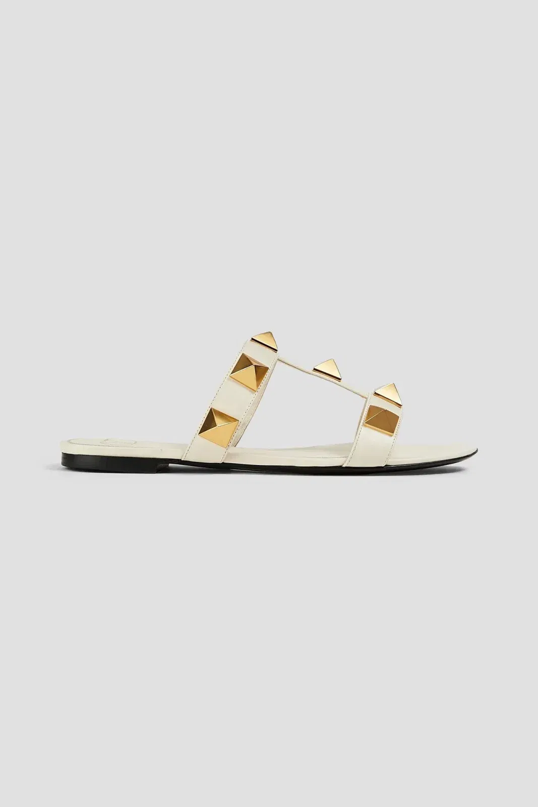 Valentino Garavani Roman Stud Leather Slides Ivory Women's