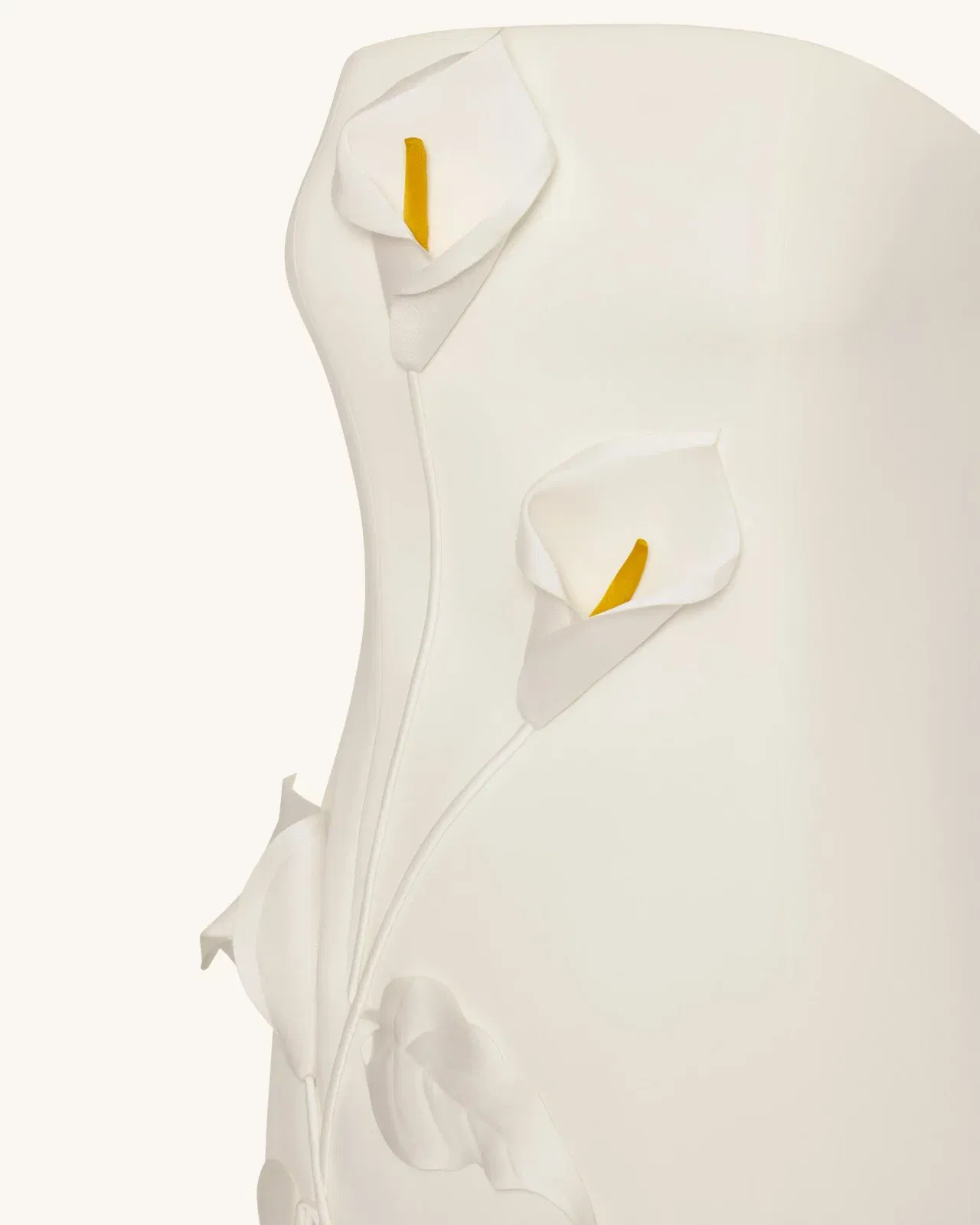 Strapless Floral Appliqué Dress - White