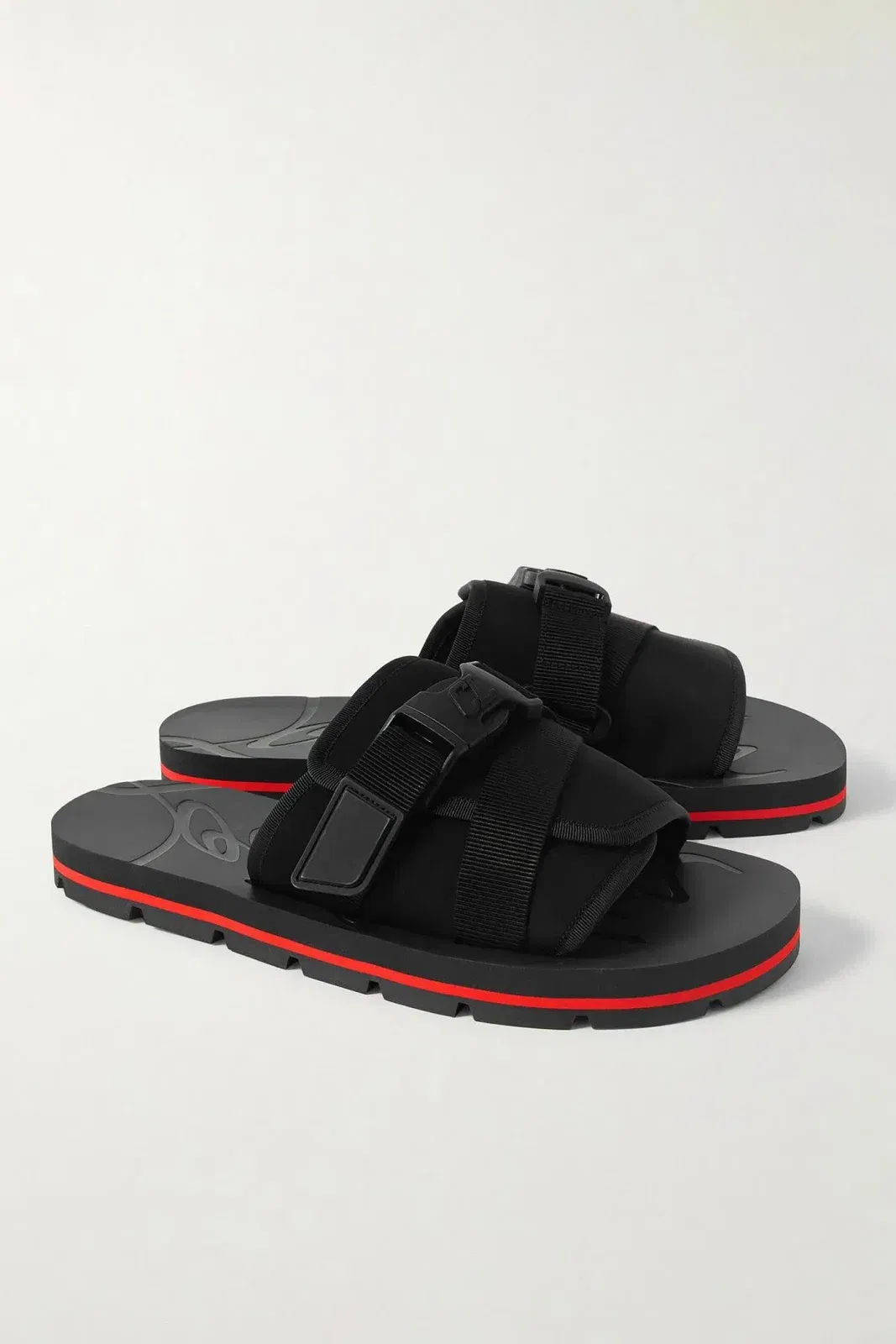 Christian Louboutin Siwa Buckled Grosgrain-Trimmed Neoprene Slides Black