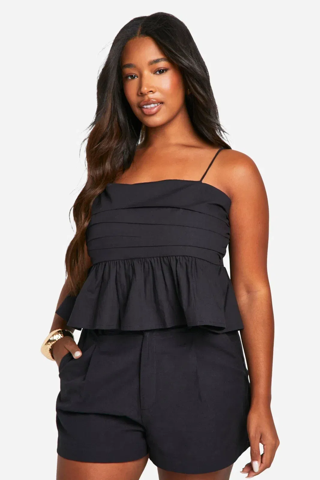 Plus Cotton Poplin Ruched Top