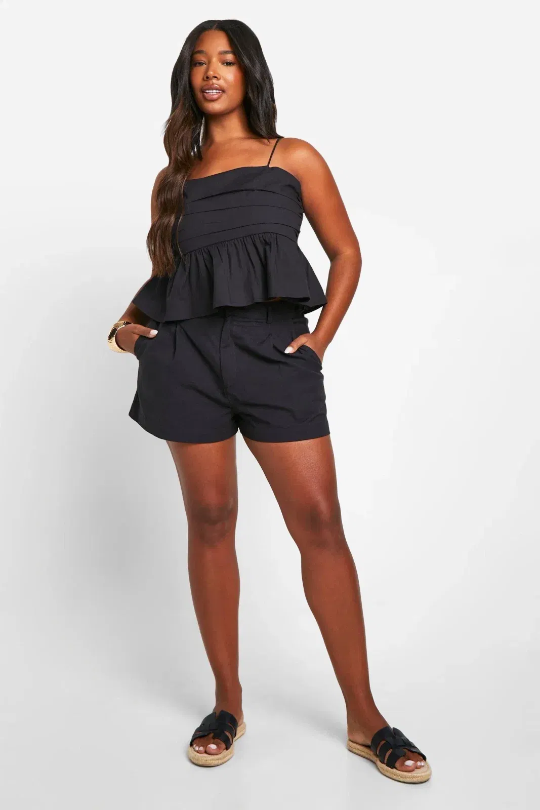Plus Cotton Poplin Ruched Top