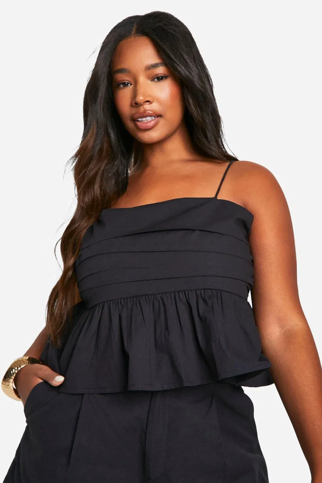 Plus Cotton Poplin Ruched Top