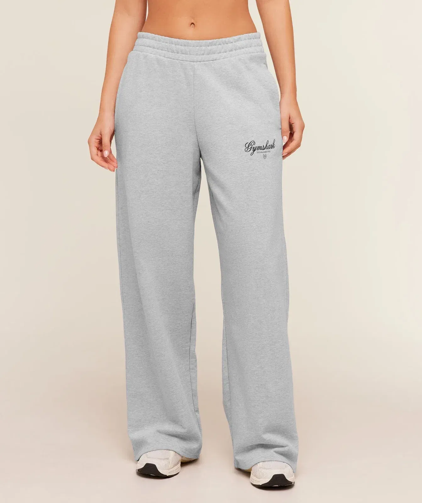 Women's Gymshark Script Embroidery Joggers Light Grey Core Marl