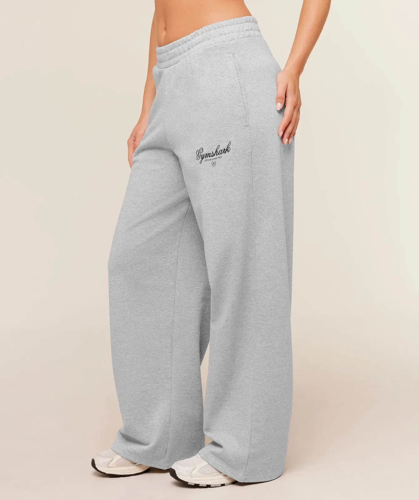 Women's Gymshark Script Embroidery Joggers Light Grey Core Marl