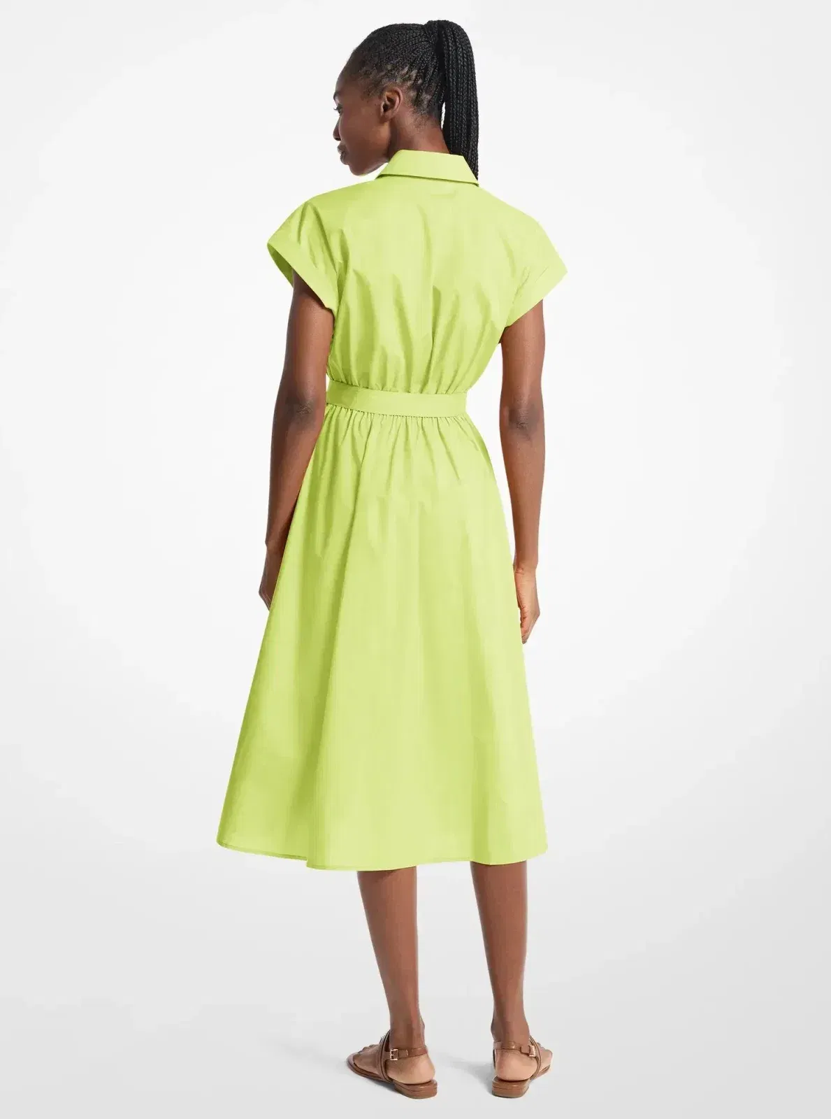 Michael Kors Cotton Poplin Midi Dress LIME