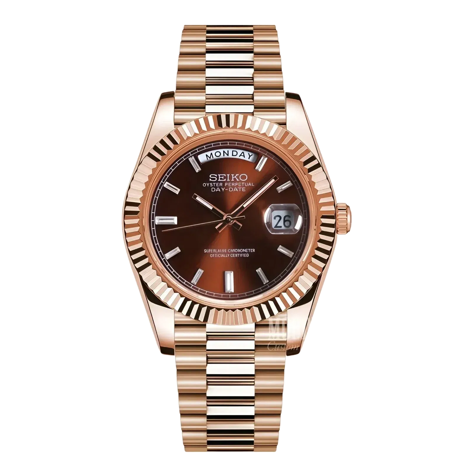 Seiko Mod Datejust Daydate Rose Gold Chocolate