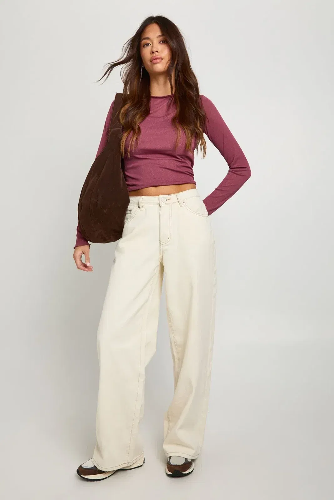 Textured Mesh Long Sleeve Top With Inner Vest Top
