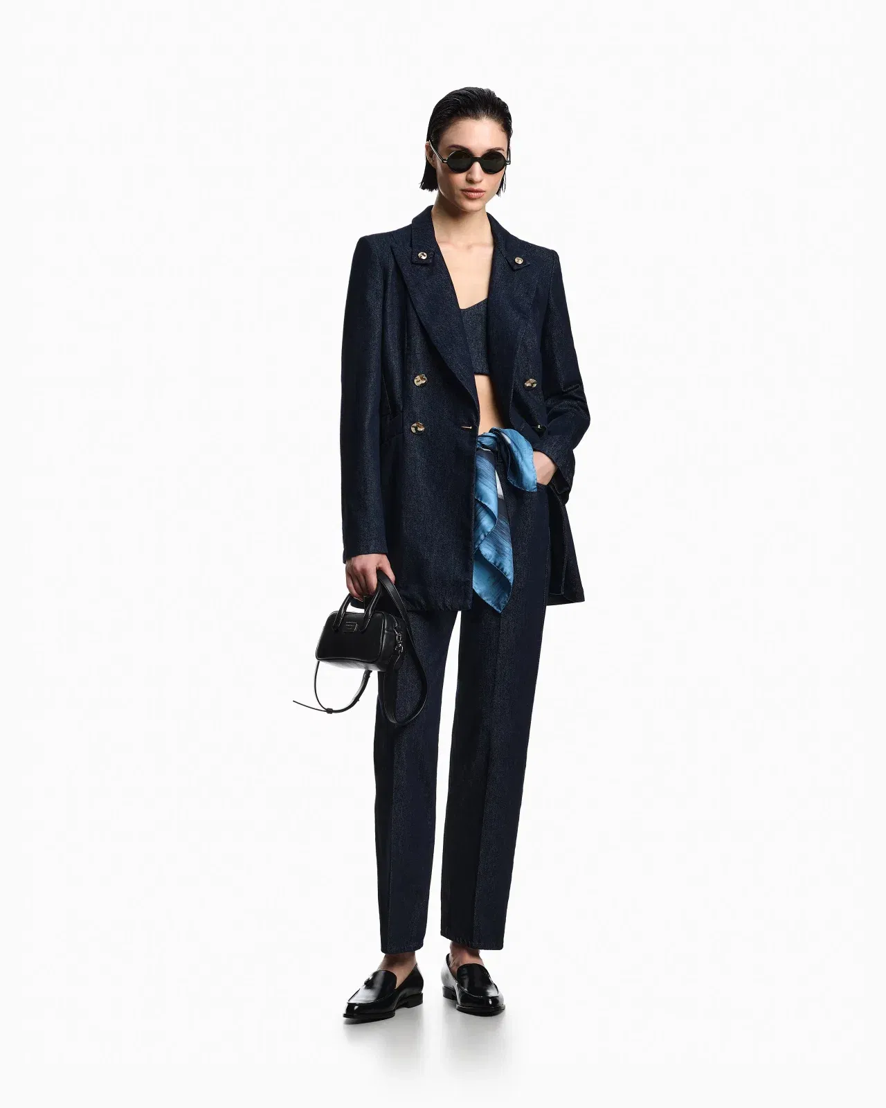 Emporio Armani Double-breasted blazer in 11 oz denim