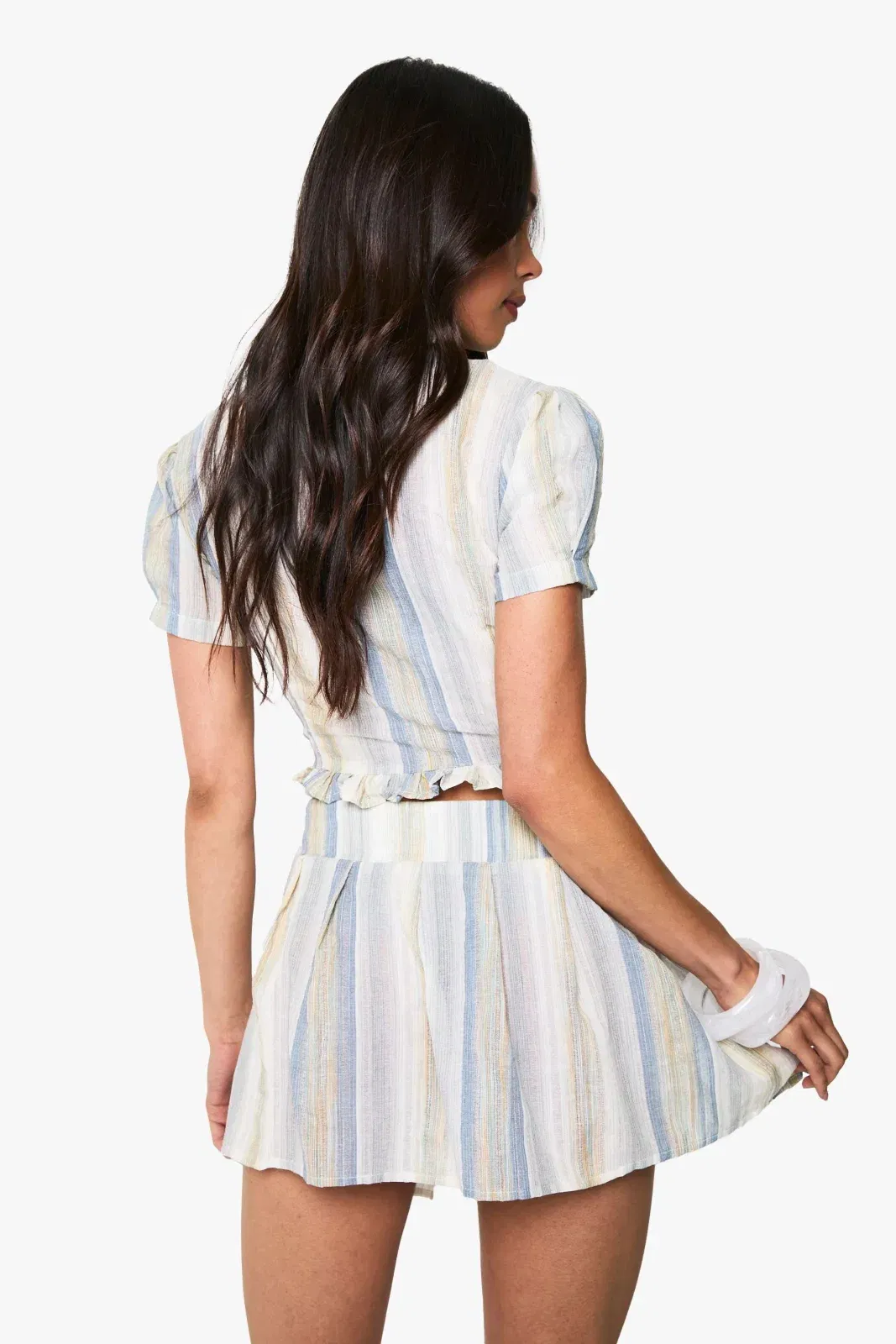 Stripe Pleated Mini Skirt