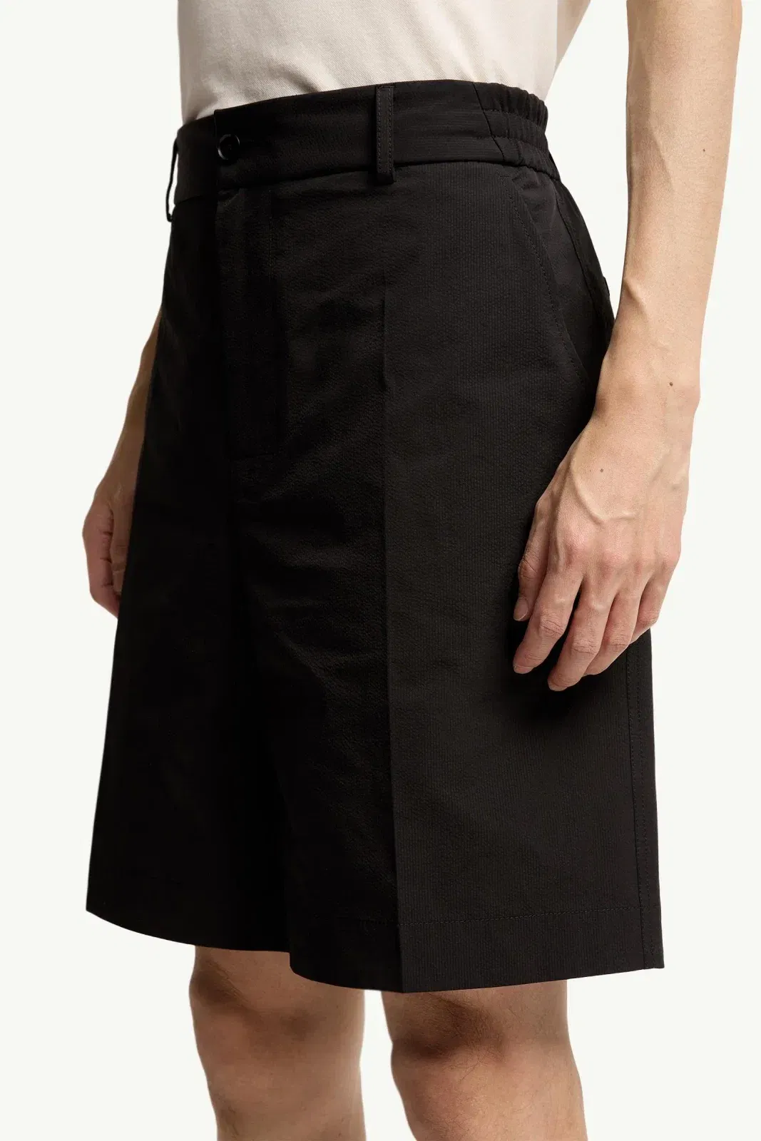 Moncler Seersucker Shorts Black Black