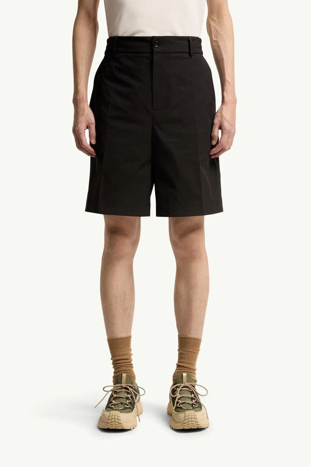 Moncler Seersucker Shorts Black Black