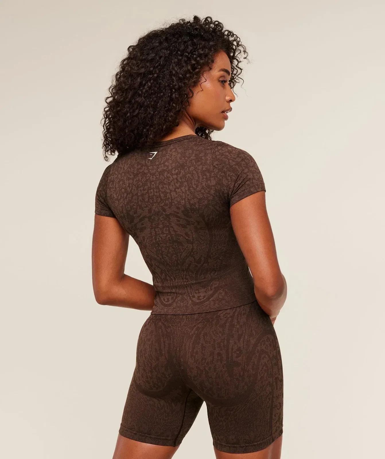 Gymshark Adapt Animal X Whitney Short Sleeve Top - Archive Brown / Soft Brown