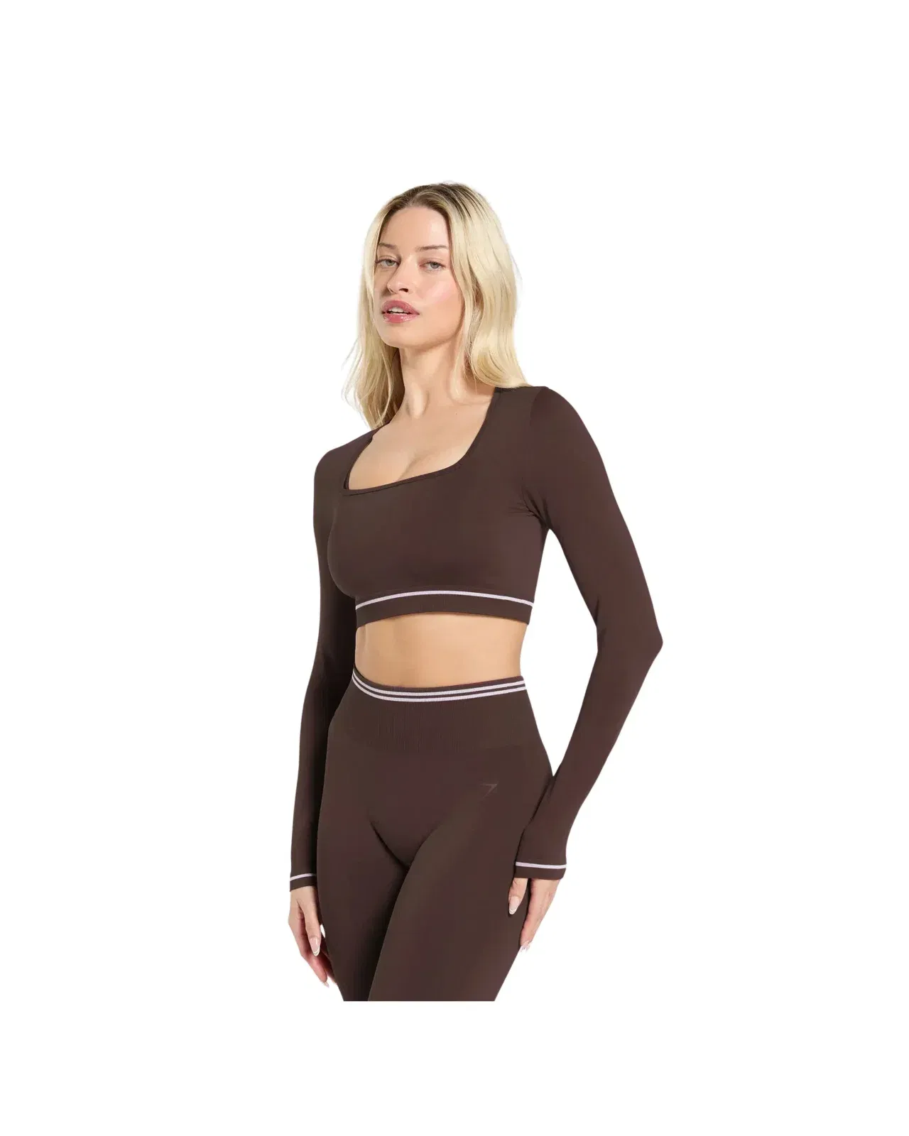Gymshark Contrast Seamless Crop Top Heritage Brown